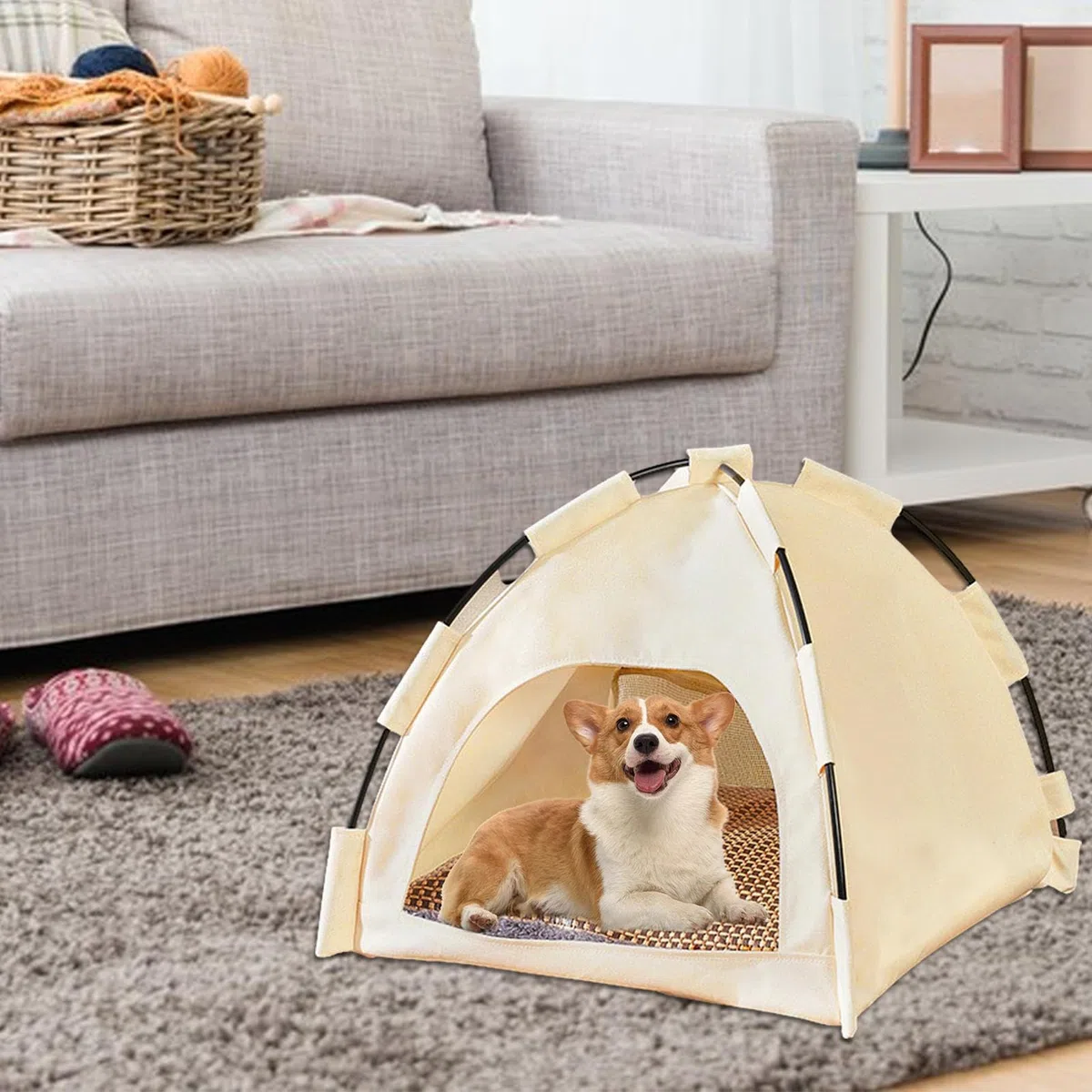 Faltbares Katzenzelt –Hundehütte, Hunde-Tipi-Zelt Mit Einer Kühlenden Bettmatte | Katzenzelte Für Draußen, Atmungsaktiv, Waschbar, Für Haustiere,Welpen, Faltbar, Für Drinnen Und Draußen, Hausbett-Zelt
