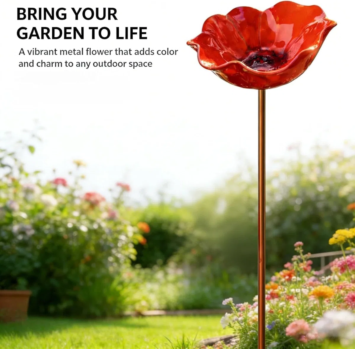 Vogeltränke Blume aus Metall,Handgefertigter Gartenstecker,Winterfeste Vogeltränke & Insektentränke,Bienentränke für Garten und Terrasse