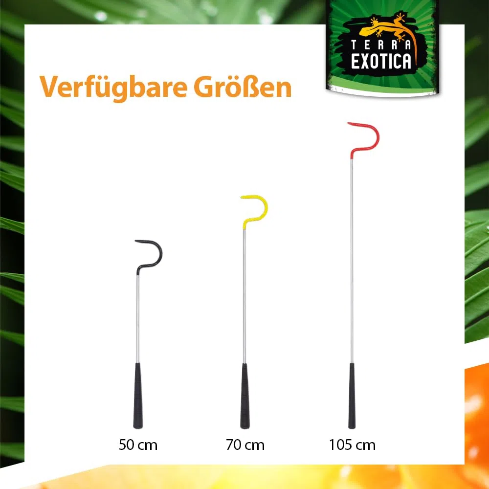 Terra Exotica Schlangenhaken aus Edelstahl gummiert – Snake Hook für Reptilien Handling – Feste Längen 50/70/96/105 cm & Teleskop 15–65/45–102 cm (50 cm)