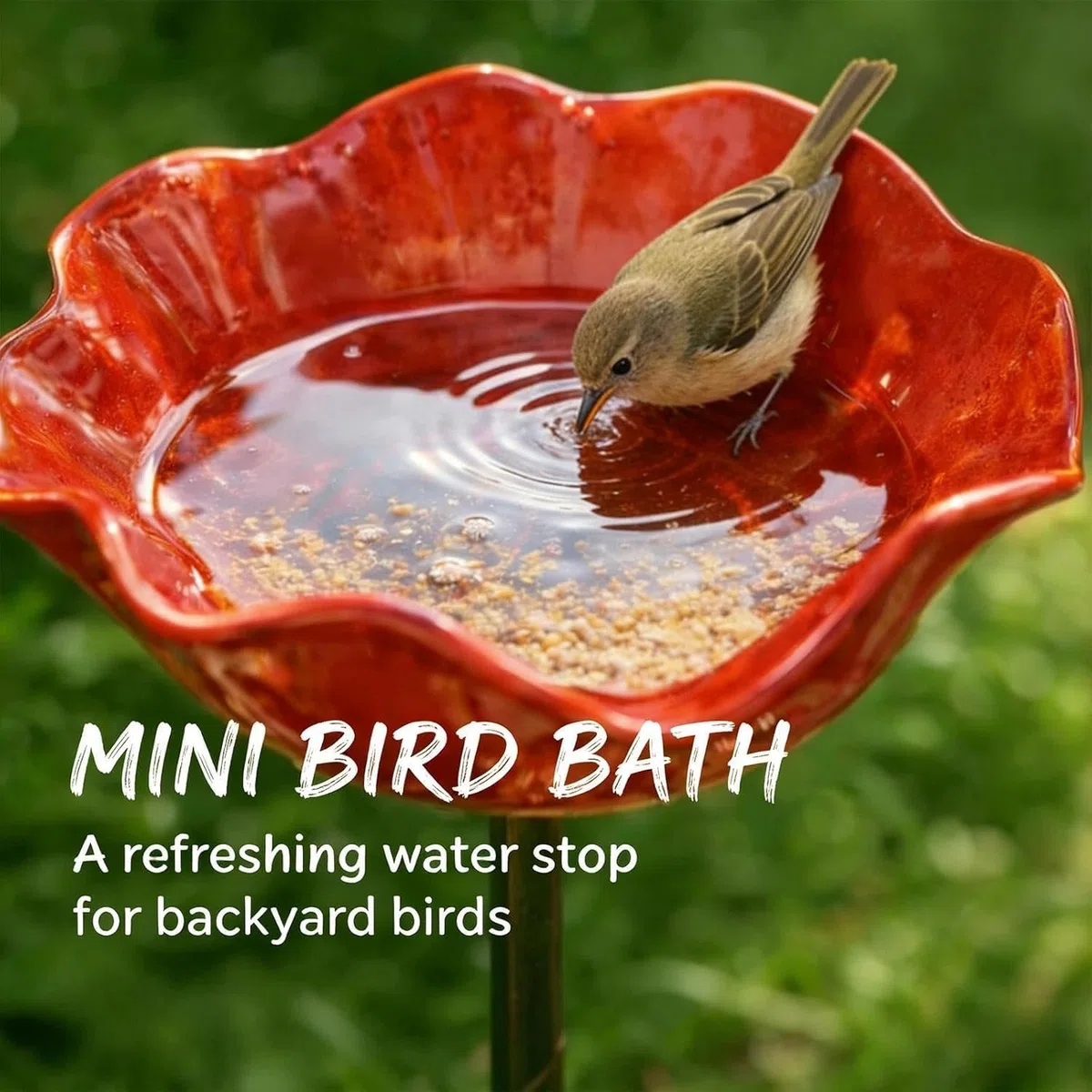 Vogeltränke Blume aus Metall,Handgefertigter Gartenstecker,Winterfeste Vogeltränke & Insektentränke,Bienentränke für Garten und Terrasse