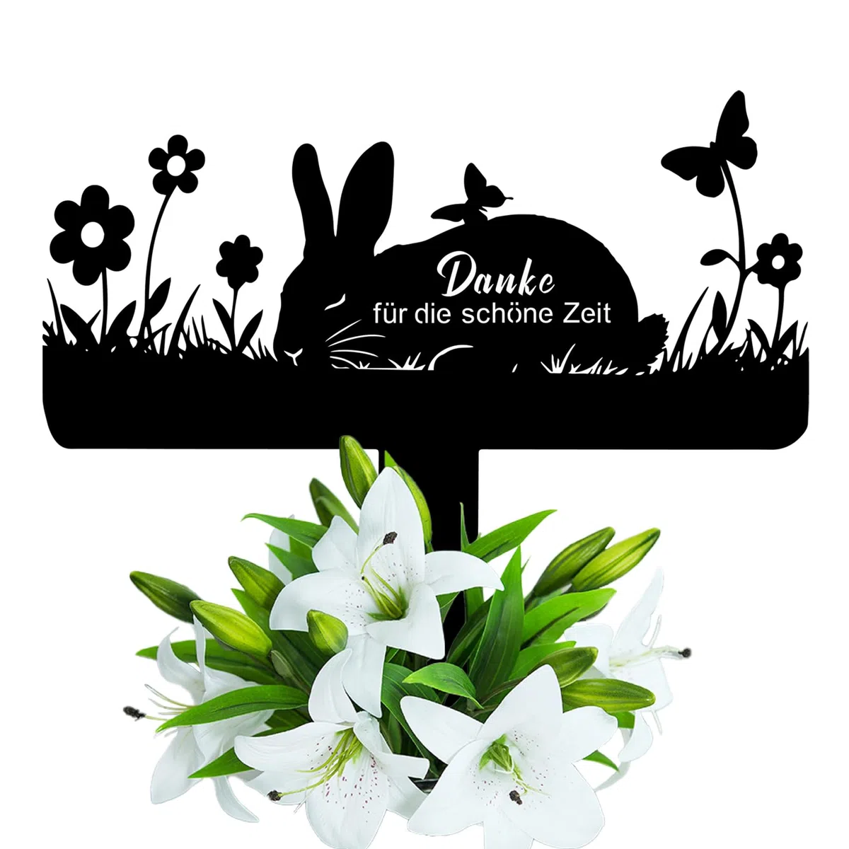 Grabstein Kaninchen für Draußen,grabschmuck Kaninchen wetterfest,gartenstecker,gedenktafel 25cm (Kaninchen)