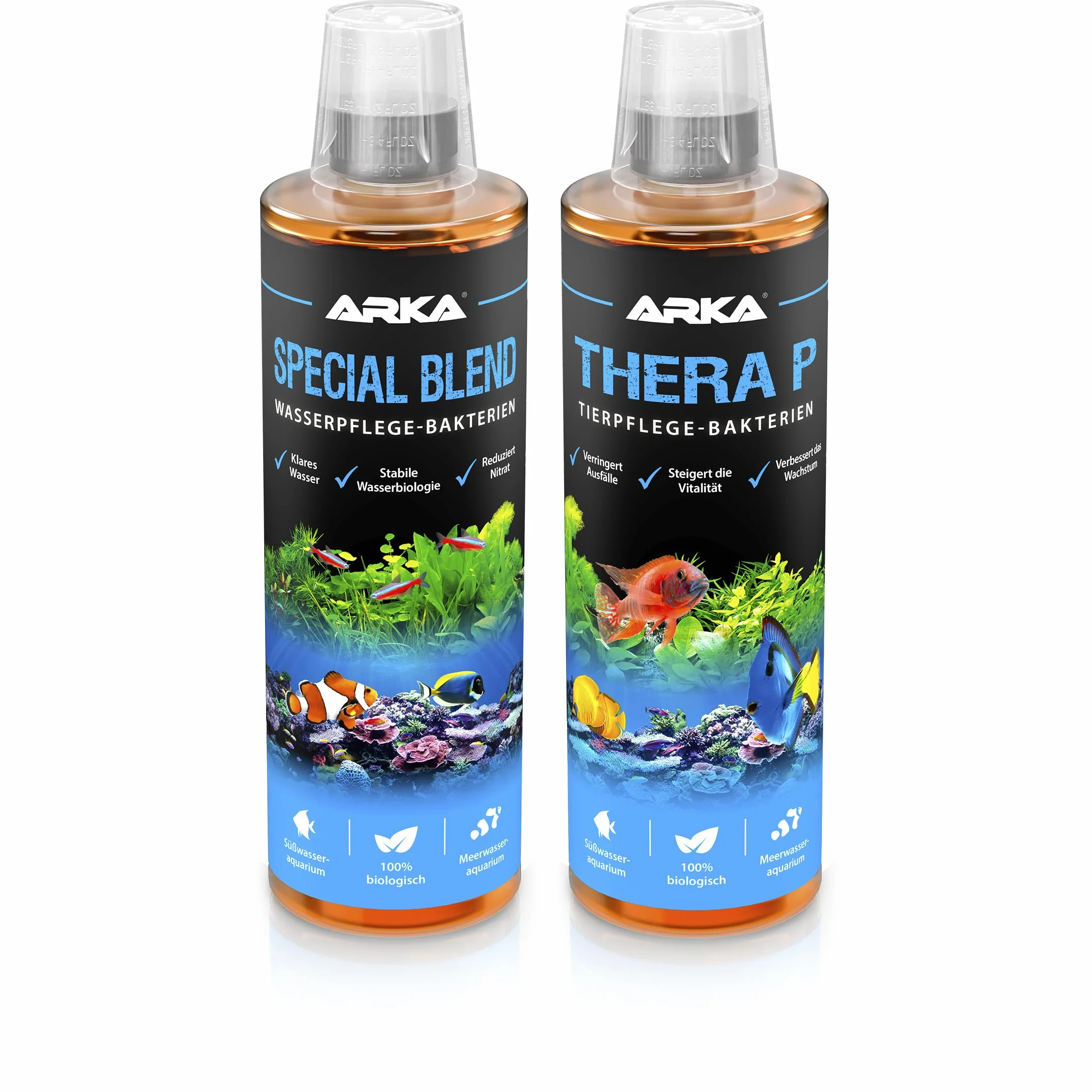 ARKA Special Blend - hochaktive Bakterien + TheraP - Fischpflege Reinigungsbakterien Set, 2X 473ml, Einheitsgröße, 946 ml