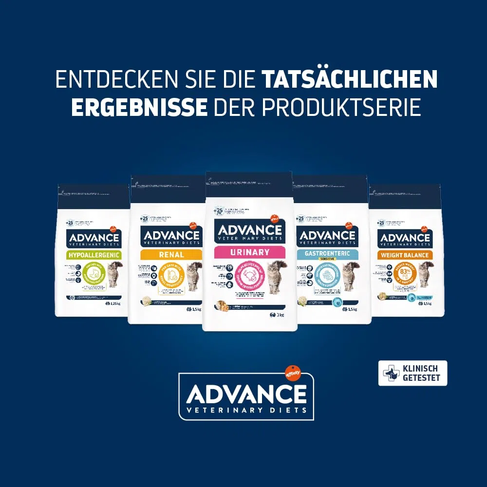 Advance Veterinary Diets Gastroenteric Sensitive | Katzentrockenfutter | Diät-Alleinfuttermittel | Für Katzen mit Magen-Darm-Erkrankungen | Minderung von Resorptionsstörungen des Darms | 1,5 kg