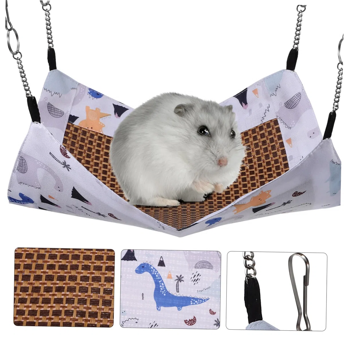 Toyvian Hängematte Für Kleintiere Mit Dinosaurier Motiv 34 x 33cm Atmungsaktives Hängebett Für Hamster Und Ratten Sommerliche Kühlung Für Haustierkäfig