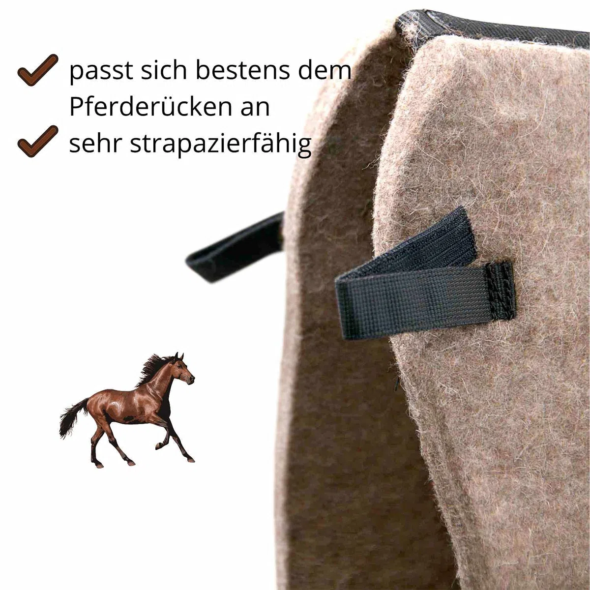 AMKA Filz Satteldecke Exclusiv VS extra starker Naturfilz mit Lederverstärkung