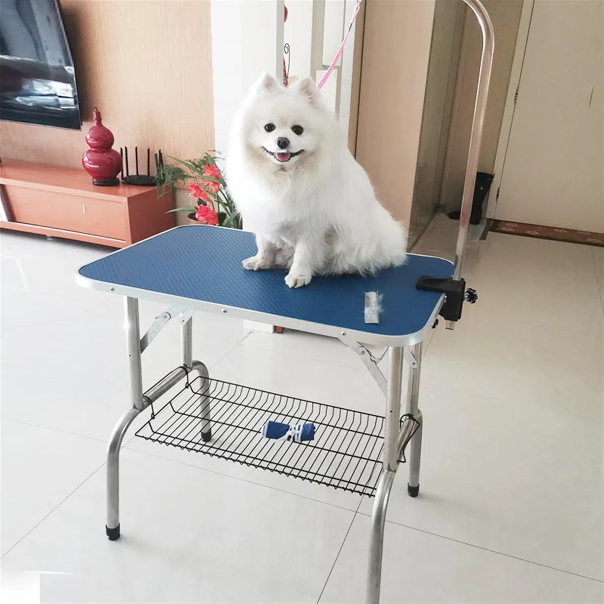Haustierpflegetisch für Hunde zu Hause, professionelle Hundetrimm-/Badestation mit verstellbarem Arm/Schlinge, 32 38 46 Zoll hoher Katzenkosmetikständer, maximale Kapazität bis zu 330 Pfund (Größe: