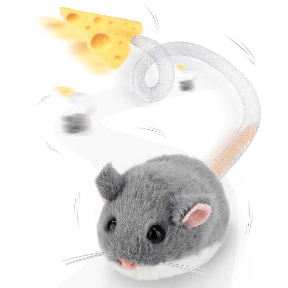 Migipaws Interaktives Katzenspielzeug, elektrisch rollende Migimaus mit wackelndem Schwanz,Intelligenter Sensor, Quietschen, Katzenspielzeug selbstbeschäftigung mit Katzenminze,wiederaufladbar