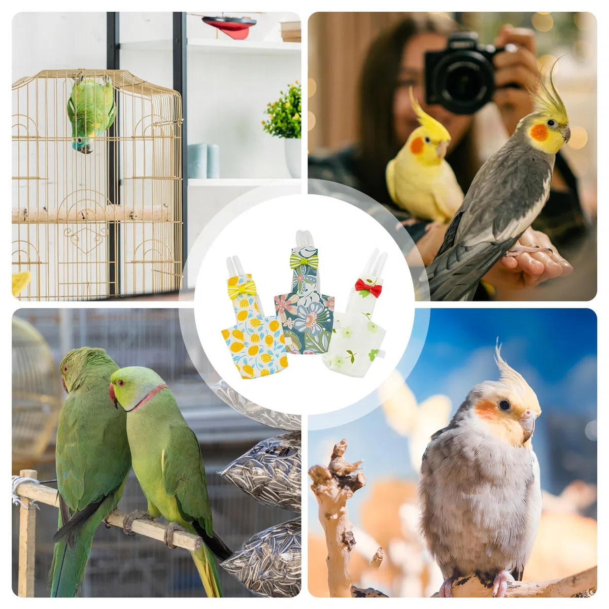 Vogelwindel,Waschbare Höschen Mit Wasserdichter Innenschicht - 3-teiliges Niedliches Haustiervogel Set - Für Finken, Afrikanische Graupapageien, Kakadus, Keilschwanzsittiche, Kanarienvögel,