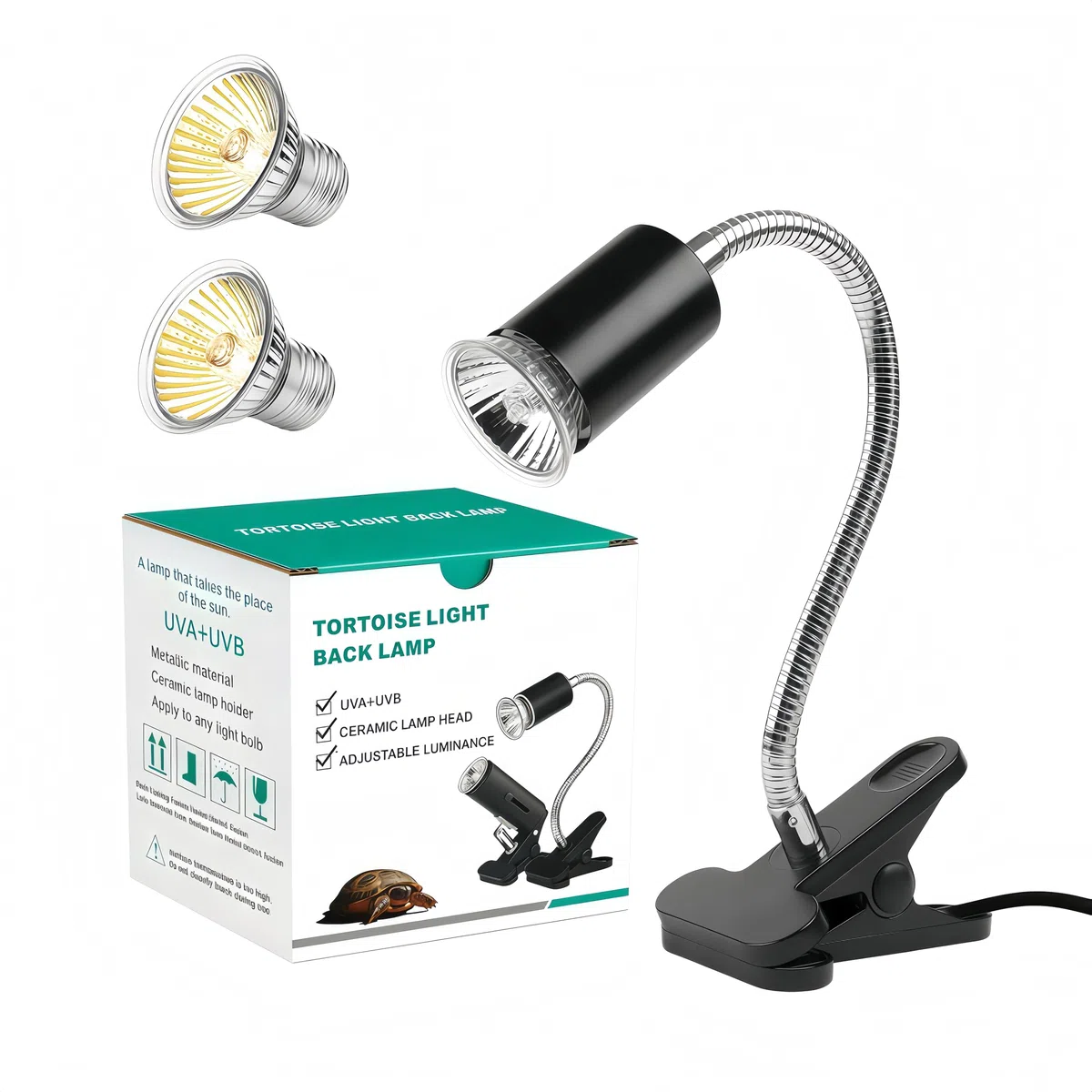 Aquarium Schildkröte Wärmelampe Terrarium, Reptilien UVA UVB Lampe 50W 2Stück Glühbirne, E27 Basking Spot Lampe für Schildkröten, Bartagamen, Eidechsen, Reptil