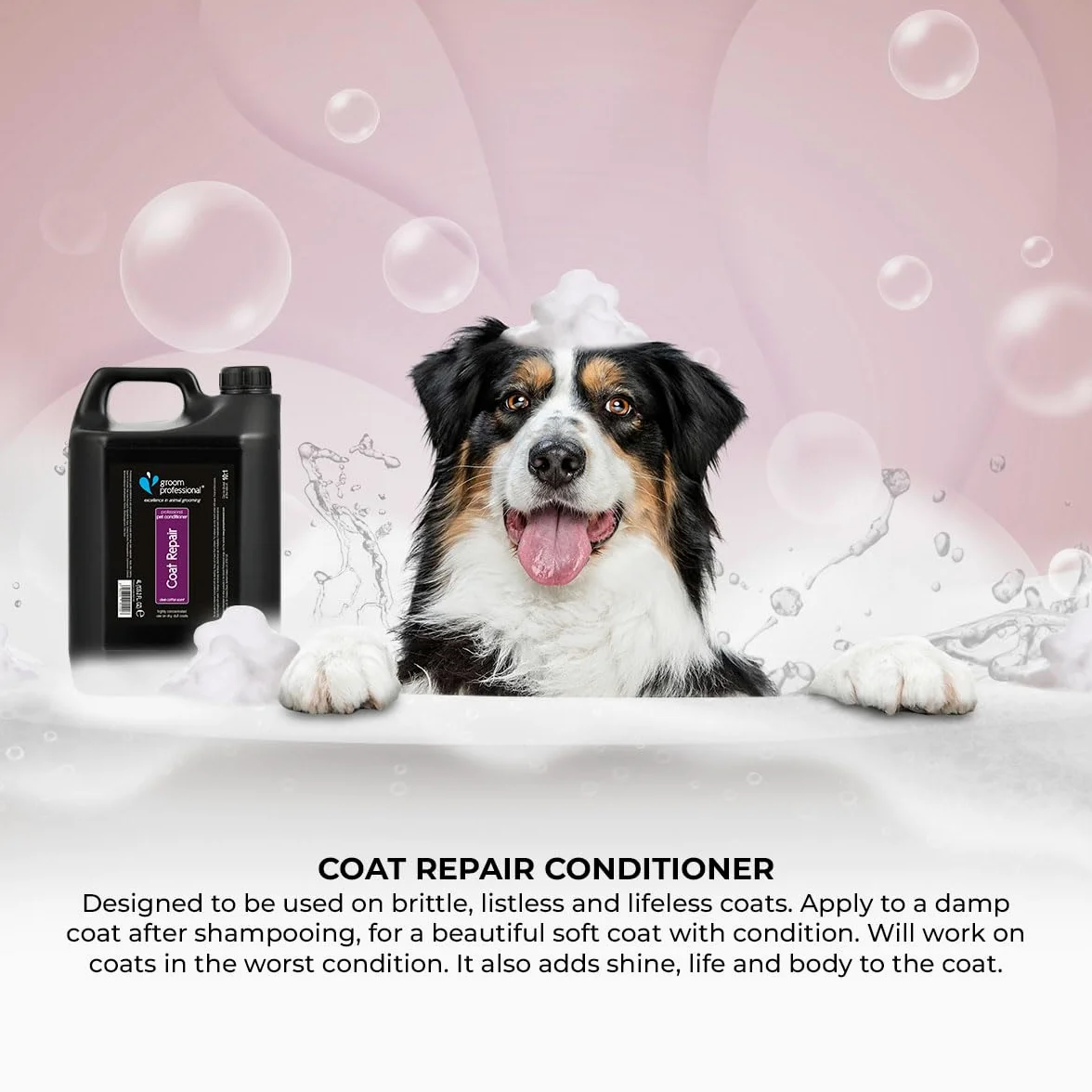 Groom Professional Coat Repair Hundeconditioner (4 L) – Salongröße 10:1, Intensive Pflege für Trockene & Geschädigte Felle, Macht Weich & Glänzend, Produziert in UK