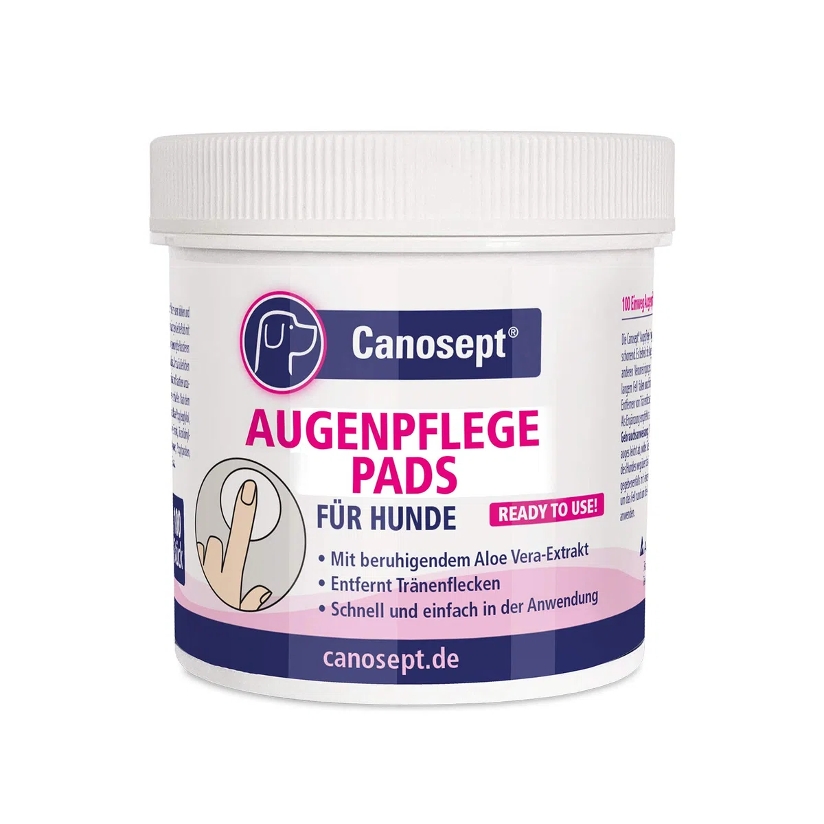 Canosept Augenpflege für Hunde 120ml - Tränenfleckenentferner Hund - Augenpflege Hund + Canosept Augenpflege-Pads für Hunde 100 Stück - Tränenfleckenentferner Hund & Augenpflege Hund
