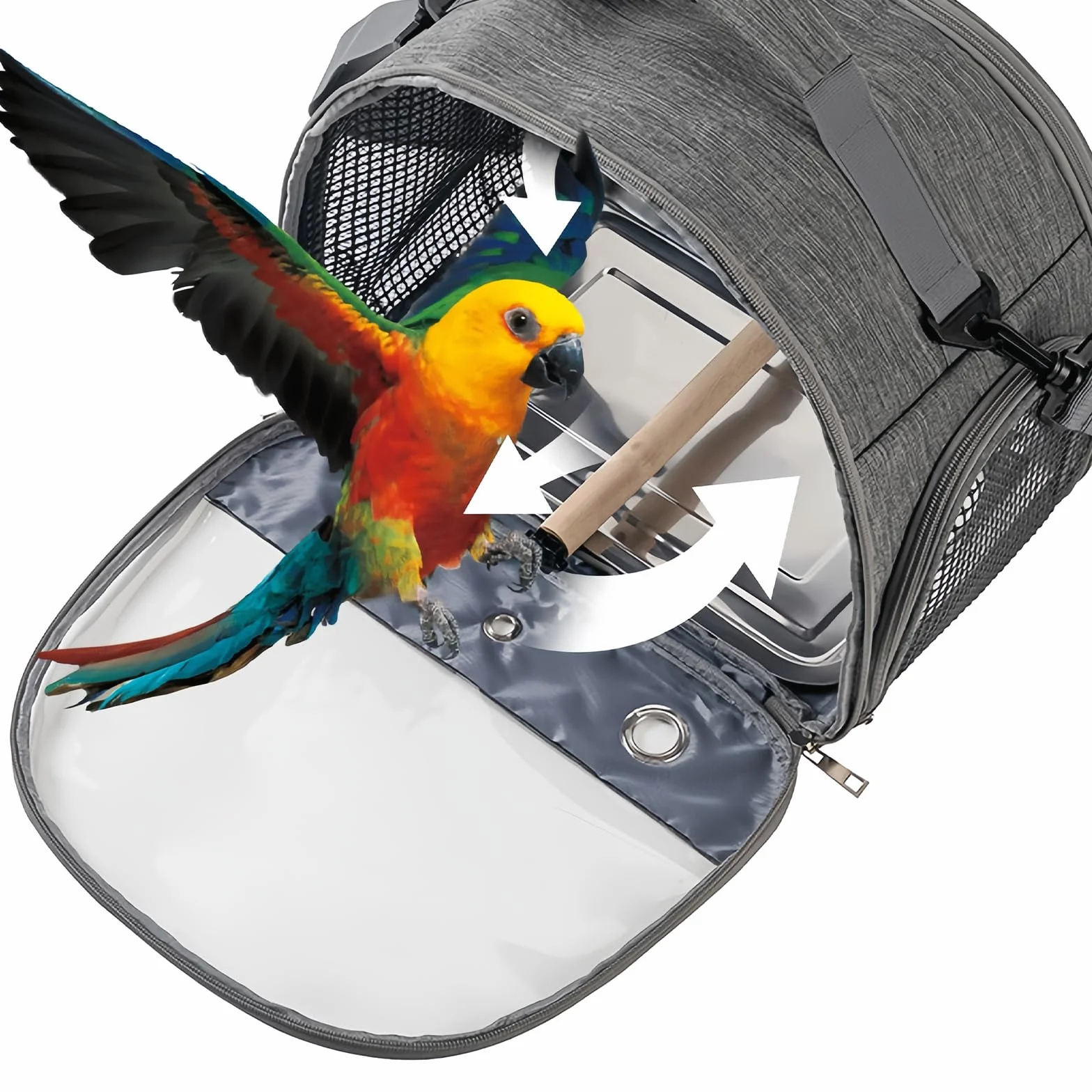 Rucksack Für Vögel, Vogel-Tragetasche, Transportbehälter Für Vögel Tragbarer Vogelkäfig Vogel Transporttasche Mit Holzstab, Edelstahl-Tablett Für Papageien, Sittiche, Wellensittiche
