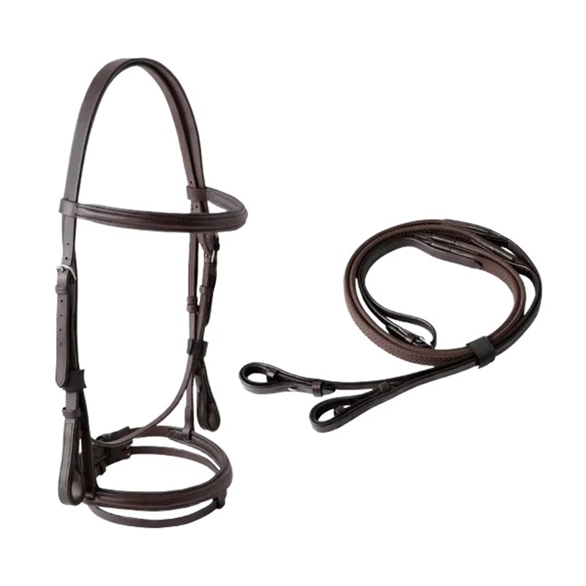 Reitausrüstung Reitpferd Zaumzeug Pferdehalfter Pferdekopf Halsband und Zügel Schwarz Braunes Zaumzeug für Pferde(Brown-L)