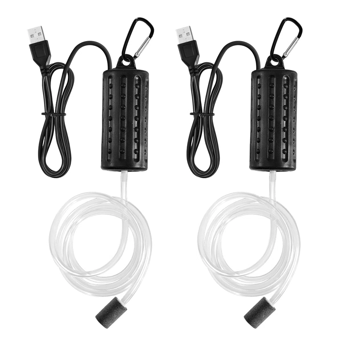 2 Stück Aquarium Luftpumpe, Mini Sauerstoffpumpe USB, leise Oxygen Pumpe 1W mit Luftstein und Schlauch, energiesparende Membranpumpe für Fischtank Wasserpumpe