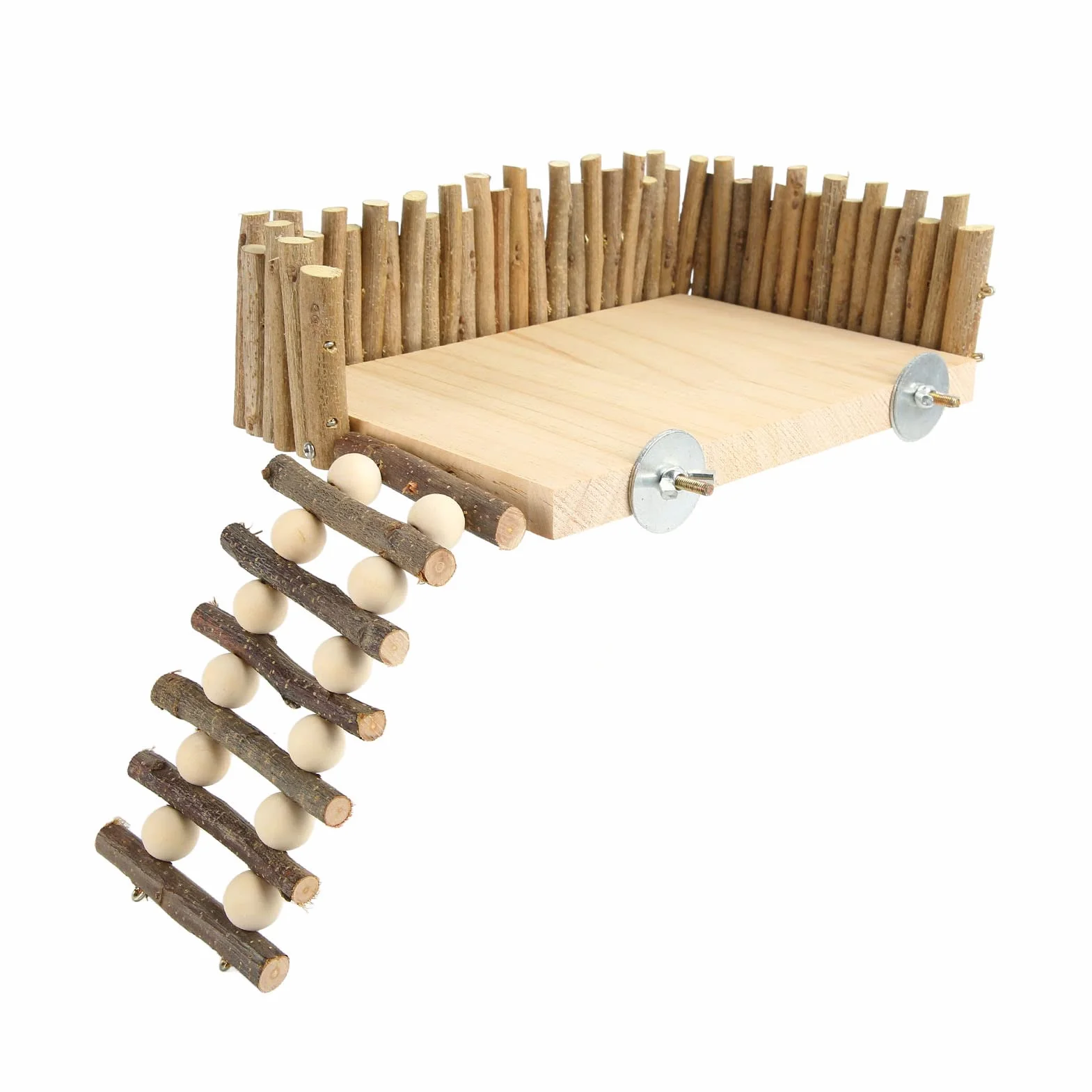 Hamsterplattform, Kletterzubehör Kleiner Haustierspielplatz, Hamster Klettergerüst aus Holz mit Zaun für Parror Rennmaus Eichhörnchen Ratte Hamster Goldbär Vogel (Schraubentyp)