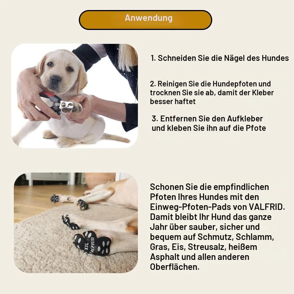VALFRID Anti-Rutsch Pfotenschutz für Hunde 24 Stücke,Selbstklebende Silikon-Gel Beständig rutschfest Traktion Hund Schuhe Hundeschuhe Hundesocken Ersetzen L