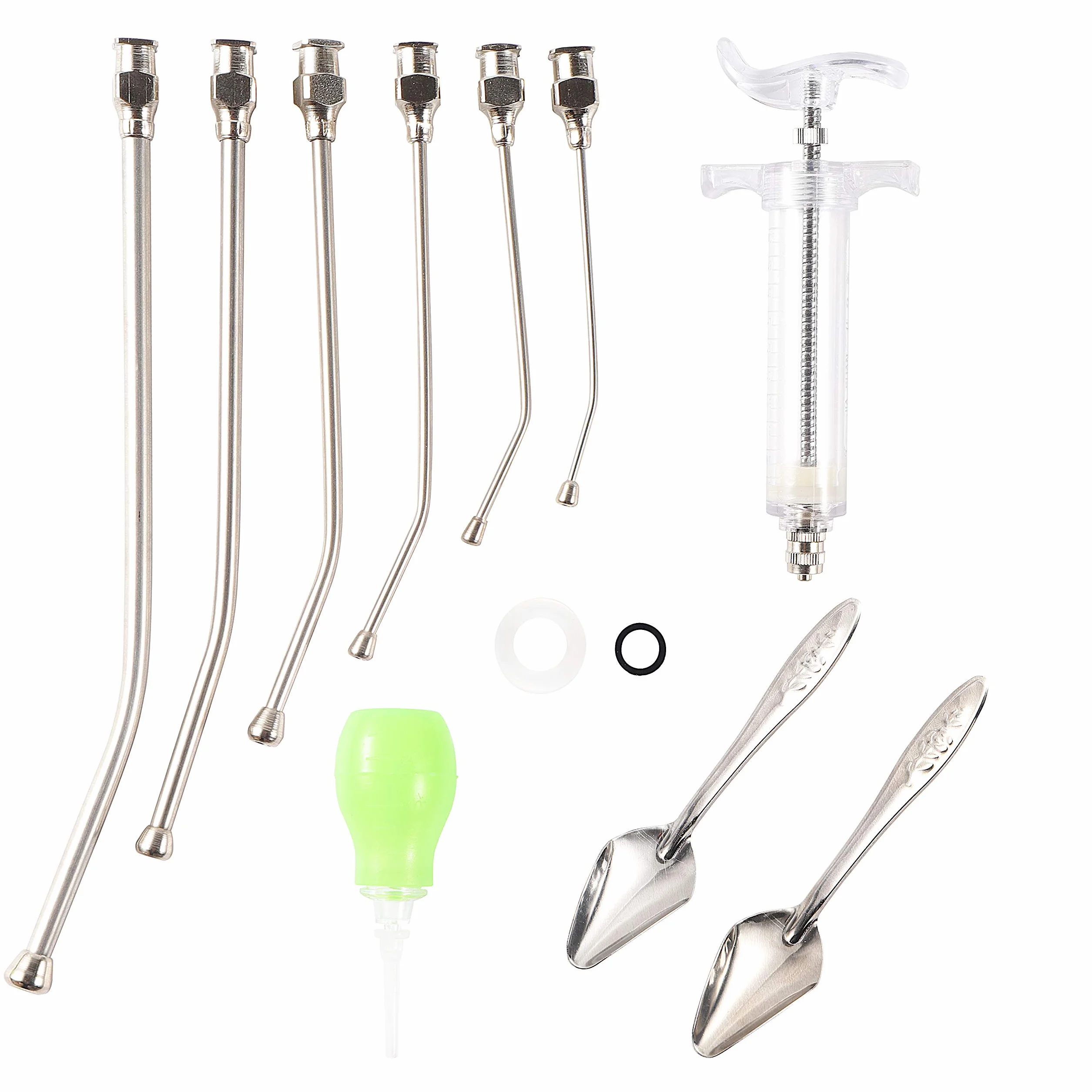 20 /50MLBaby Bird Parrot Manuelle Fütterungsspritze Set mit 6 Stück gebogenen Gavage-Röhrchen und Edelstahl-Metall-Fütterungslöffel (20ML)