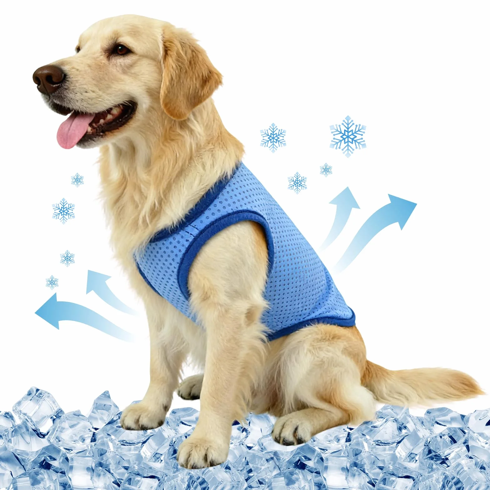 Kühlweste Hund, Kühlweste für Haustiere, Kühlende Hundejacke, Licht Atmungsaktiver, Sommer Cool und Bequem Hundemantel, Ärmellos, Sommerliche Haustierkleidung, für Kleine und Große Hunde (L)