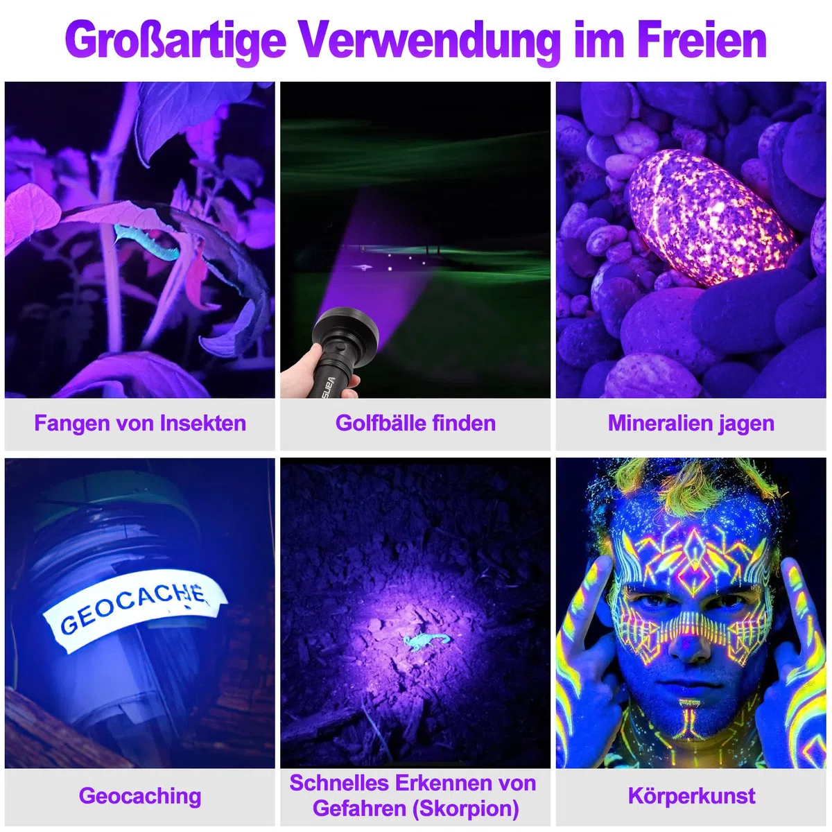 Vansky UV Lampe Schwarzlicht Taschenlampe 395nm: UV Licht mit 100 UV LED Haustiere Urin-Detektor Schwarzlichtlampe für Eingetrocknete Flecken Ihrer Hunde Katzen und Nagetiere auf Teppichen