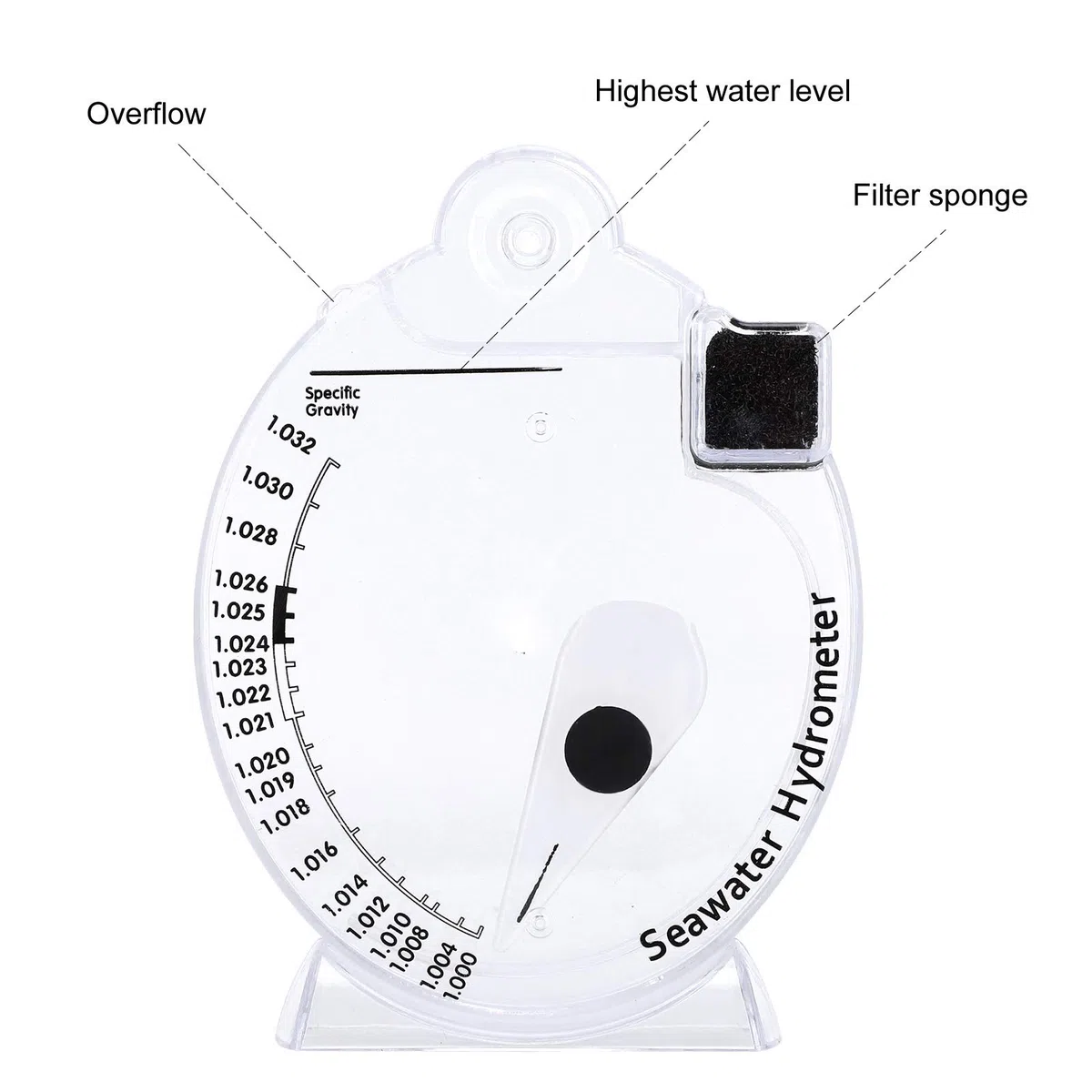 Pssopp Salzwasser-Hydrometer Genaues Meereshydrometer Aquarium Marine Salinity Meter Zur Nachahmung des Meerwasser-Salzgehaltstests(HD-T-H018)