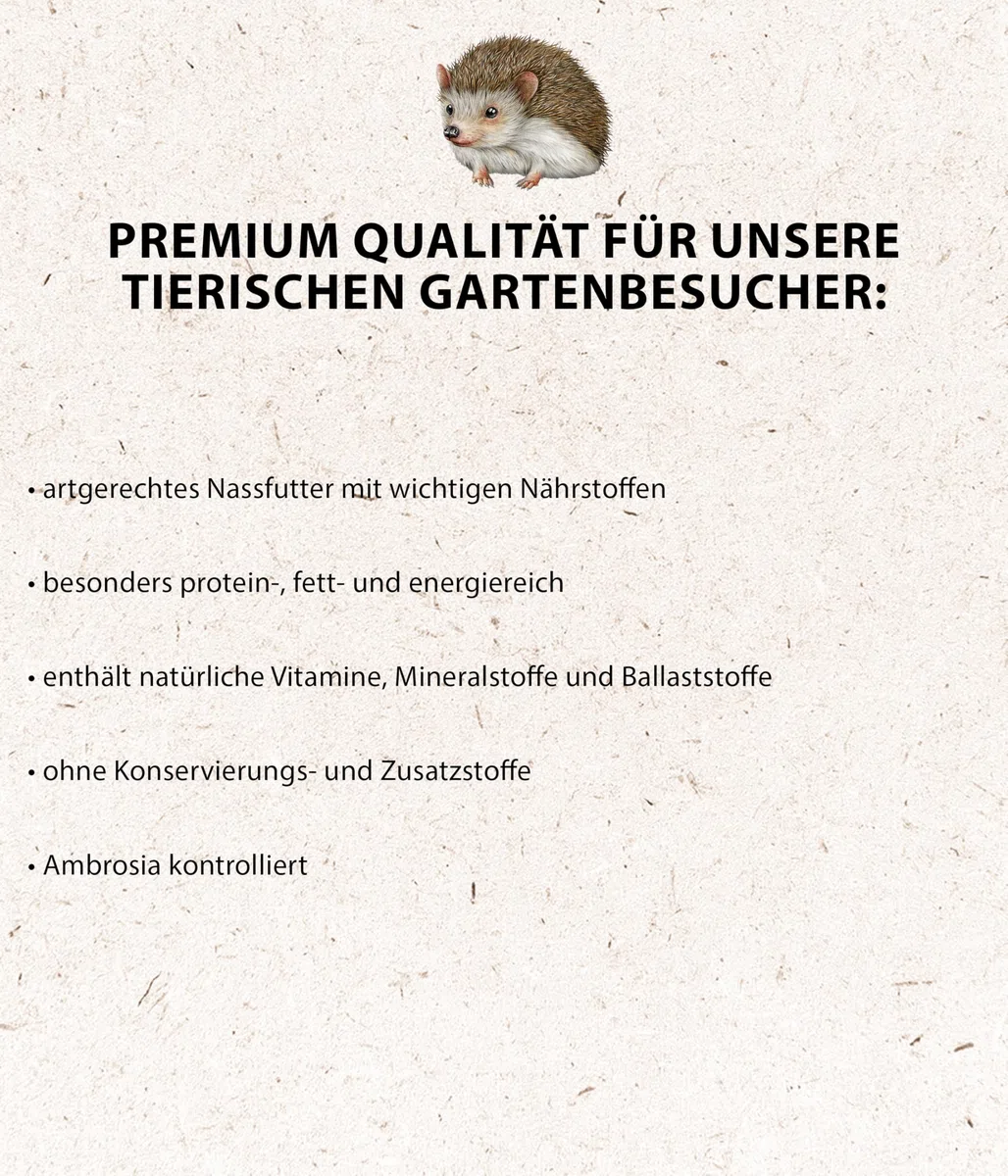 Dehner Natura Igel-Menü | artgerechtes Igelfutter, Nassfutter, vollwertiges Alleinfutter, Spezialfutter | Ganzjahresfütterung, Überwinterung | proteinreich | 16 x 100 g