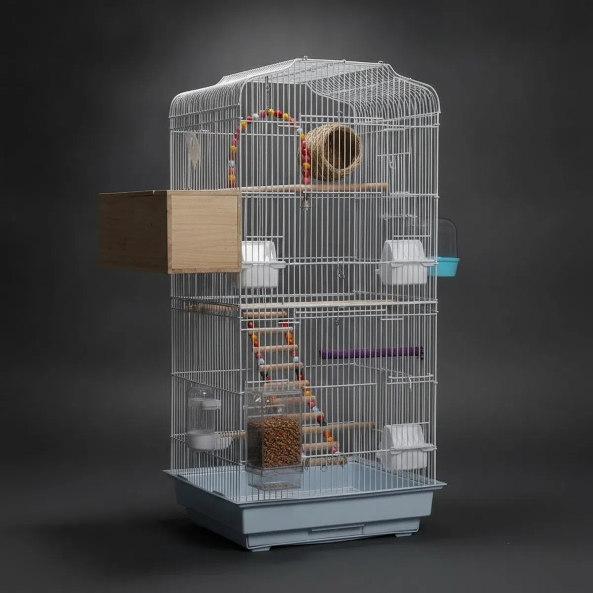 Vogelkäfig Groß Metall Käfig Käfighaus Käfigständer mit Stabilem Metallrahmen Und Gut Zugänglicher Tür Einfache Pflege Dank Ausziehbarer Wanne für, Array, Schwarz, Standardversion