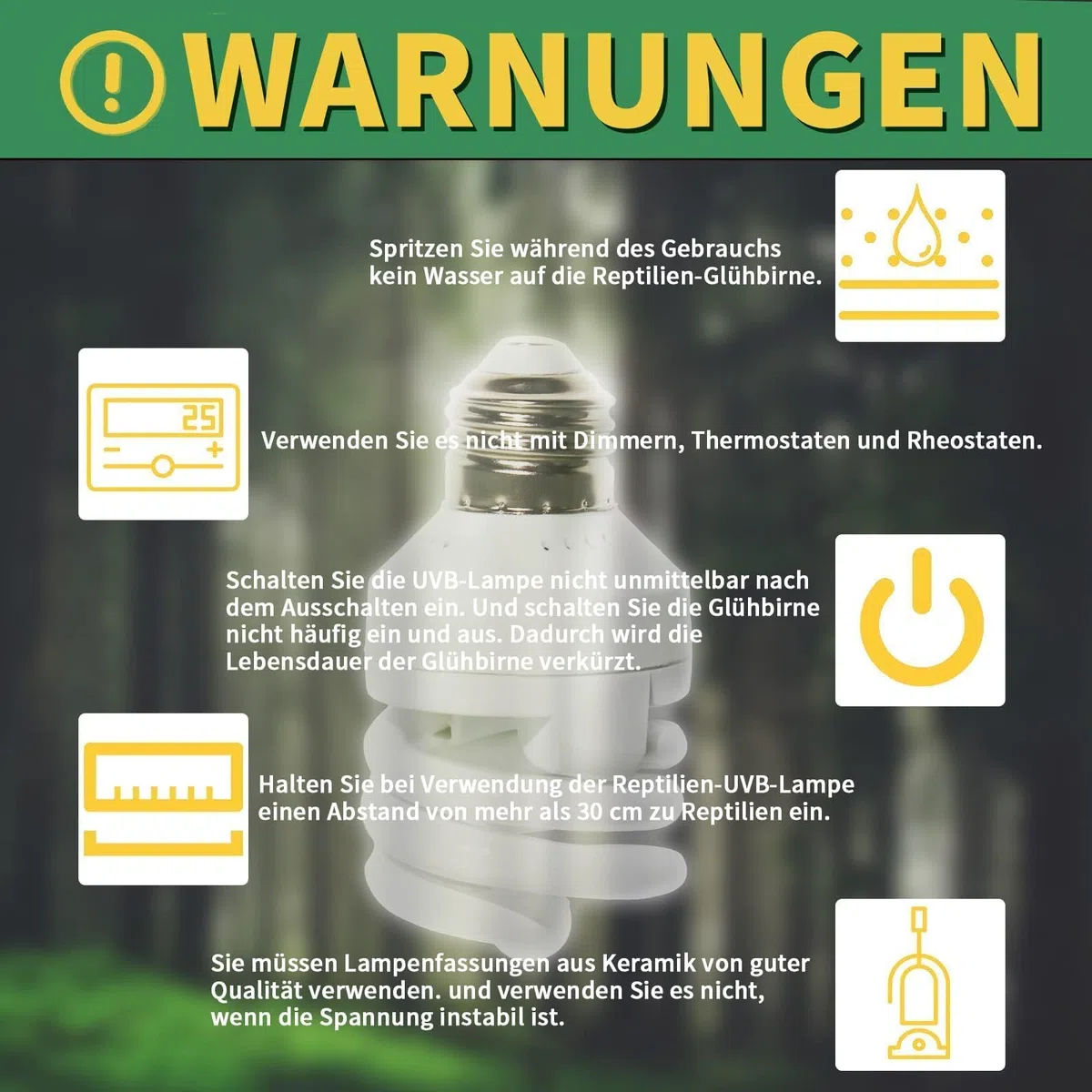 LUCKY HERP UVB Lampe Terrarium, Reptilien UVA UVB Lampe 5W 5.0, MINI UV Lampe Terrarium für Schildkröte, Bartagamen, Schlangen, Eidechsen, Geckos, Vögel