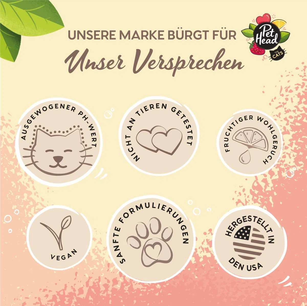 Pet Head Felin' Good Schaumshampoo ohne Ausspülen für Katzen | Zitronenbeeren-Duft | Pflegt & Beruhigt das Fell Ihres Katzens | Schnell & Einfach zu Bedienen | Sanfte Formel für Kätzchen | 200ml