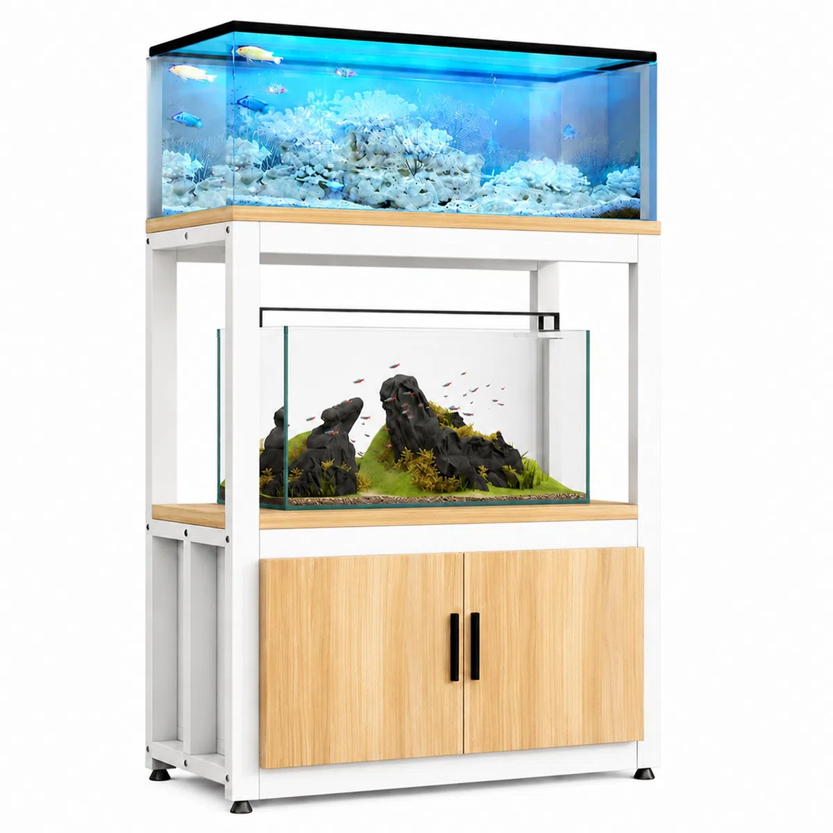 JSWHYBD Aquarienständer 76L ~ 110L, Schwerlast-Aquarienschrank mit Stauraum