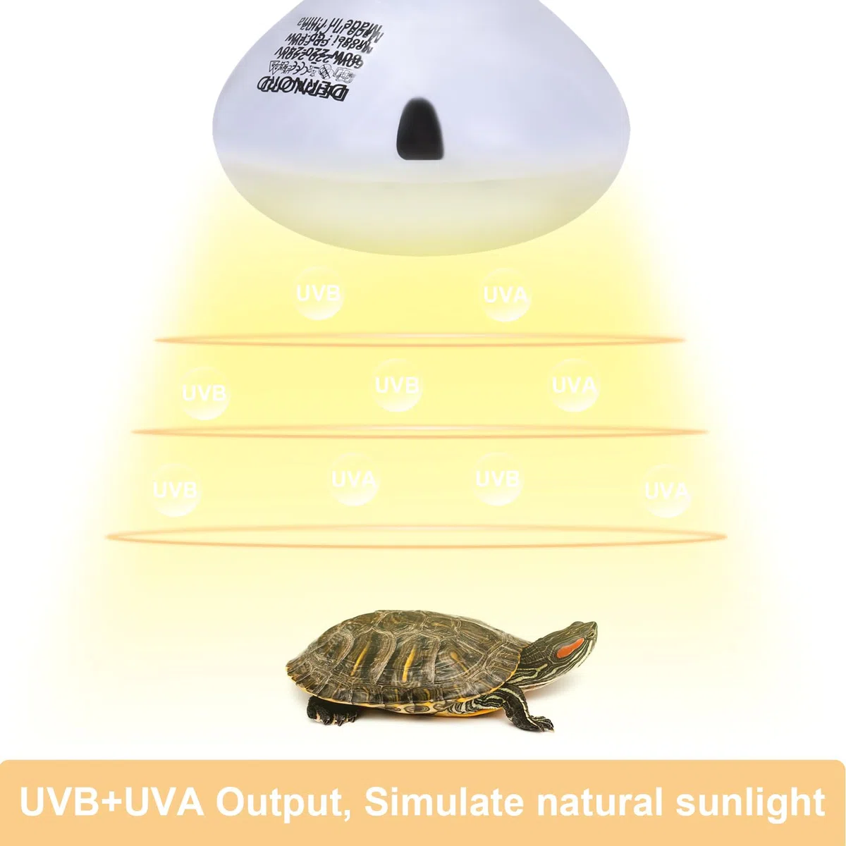 DERNORD UVA UVB Wärmelampe- 60W Quecksilberdampfkolben UV Licht Lampe für Schildkrötenhaus Gecko Bartagamen Terrarium Solar Strahler Vollspektrum Tageslichtlampe E27 Fassung