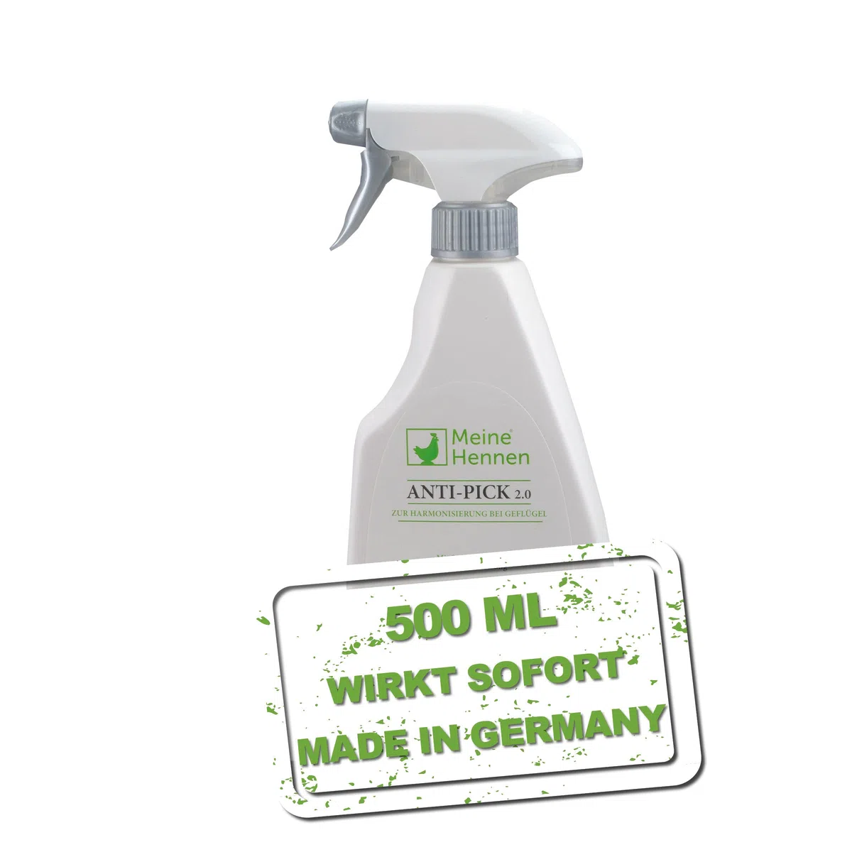 MeineHennen Anti Pick 2.0 500ML Sprühflasche, ein Mittel gegen Federpicken/Federfressen für Hühner und Wachtel im Hühnerstall. Kannibalismus, zur Harmonisierung deines Geflügels.