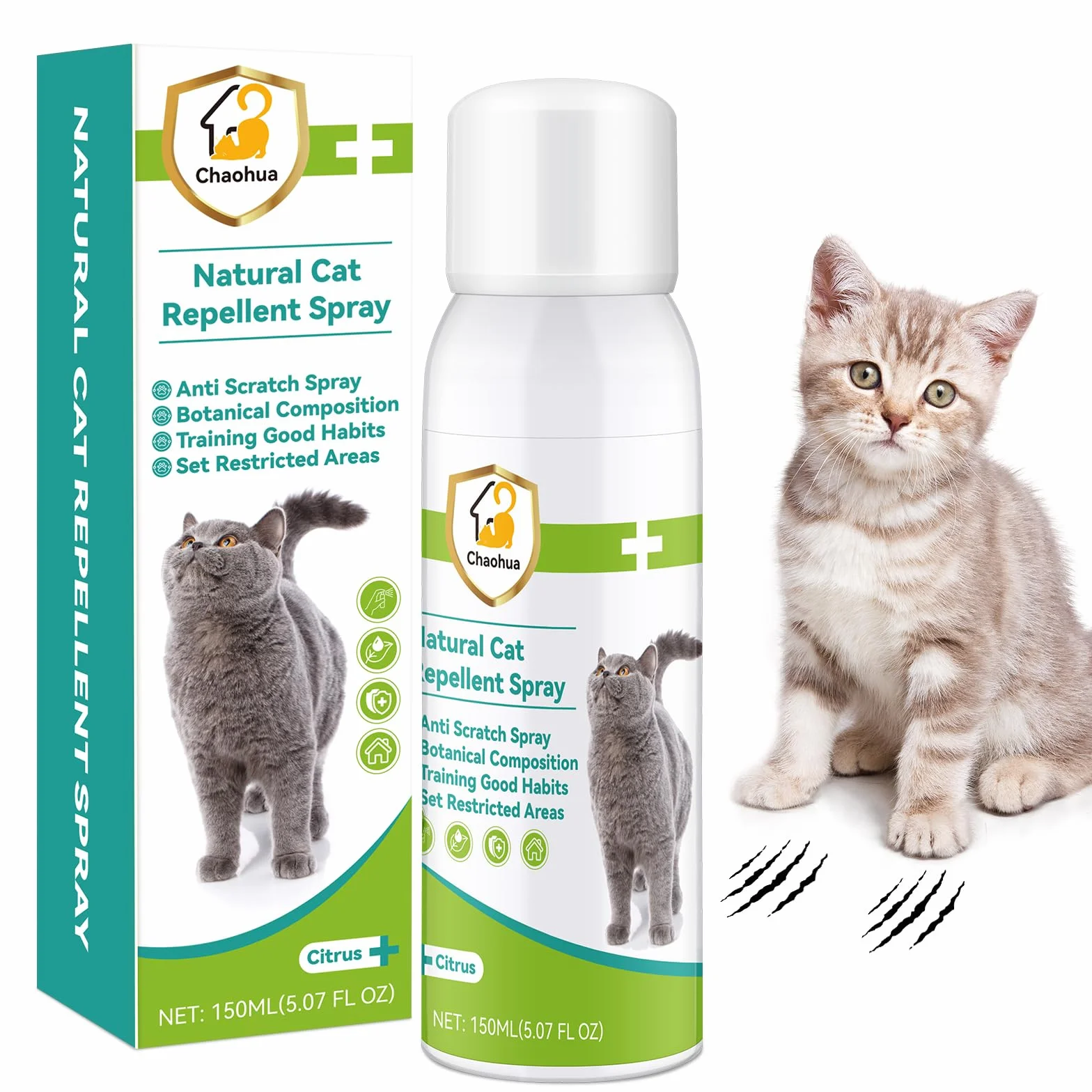 Katzenabwehrspray, 150ml Fernhaltespray Katzen für Innen und Außen, Anti Katzen Spray, Katzenschreck Spray für Pflanzen, Sofas, Böden, Möbel, Schützt Ihr Zuhause