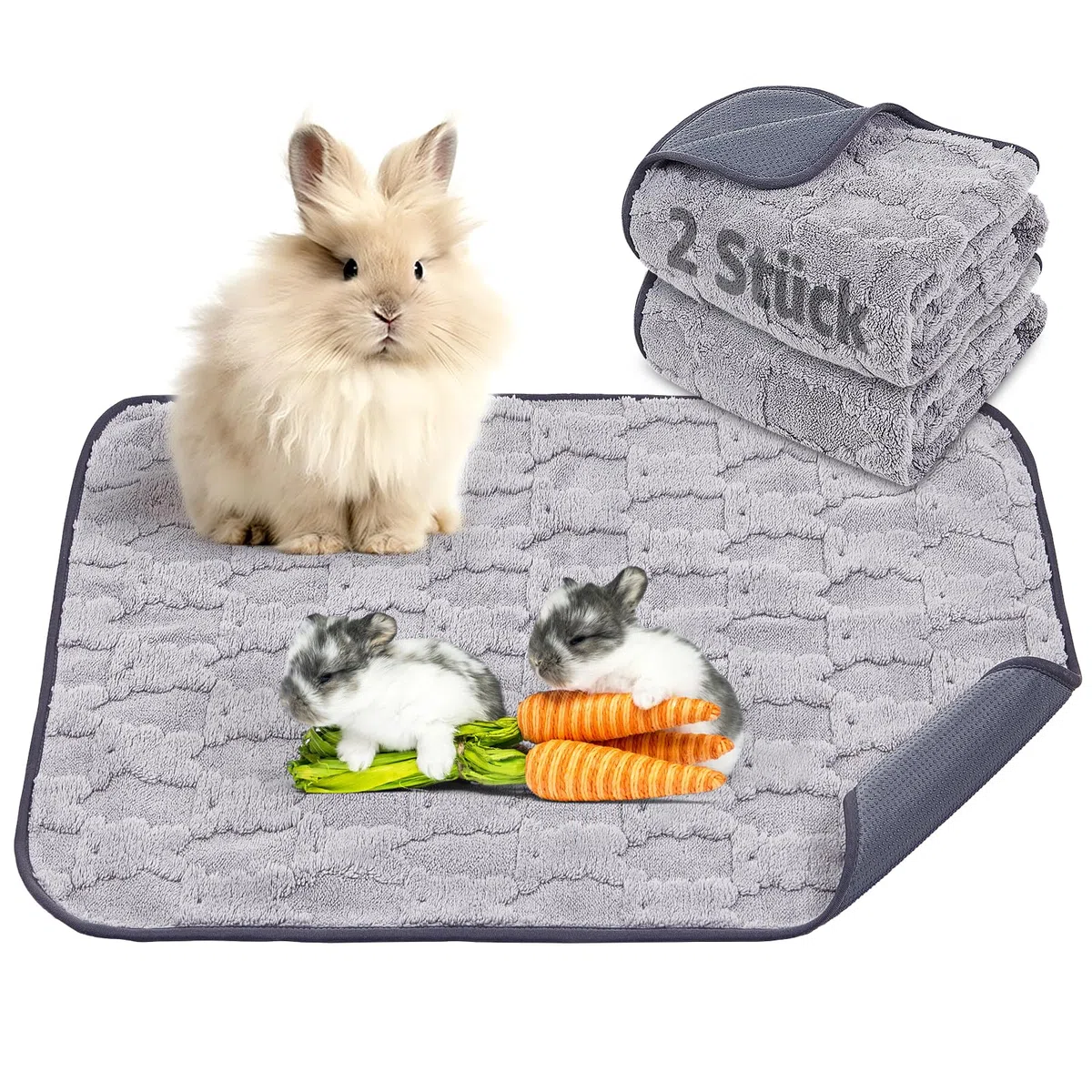 60x45cm Pipipads für Meerschweinchen & Pipi Matte für Kaninchen - Waschbare, saugstarke Unterlage mit rutschfester Unterseite für Hamster und alle Kleintiere Ideal für Käfig, Auto und Sofa