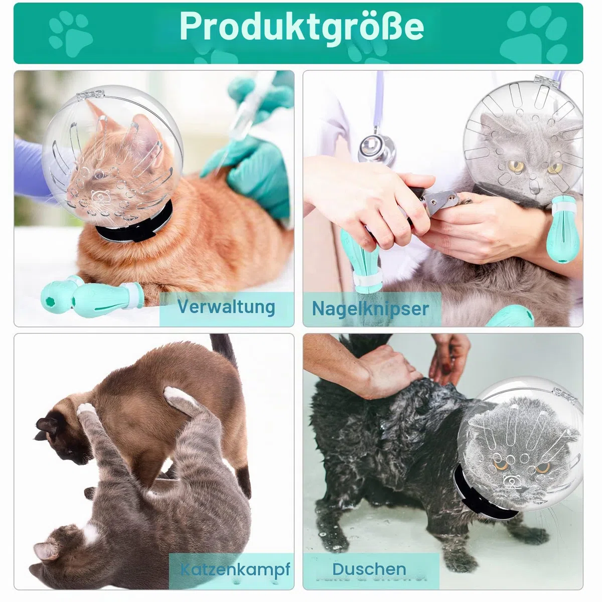 Katzen-Maulkorb für die Fellpflege, verstellbare Kapuze mit Pfotenabdeckungen, atmungsaktiv, Anti-Biss-Maulkörbe, Anti-Kratz-Stiefel, Silikon, Muschi-Schuhe, Stiefel, Kätzchen-Potenschutz für