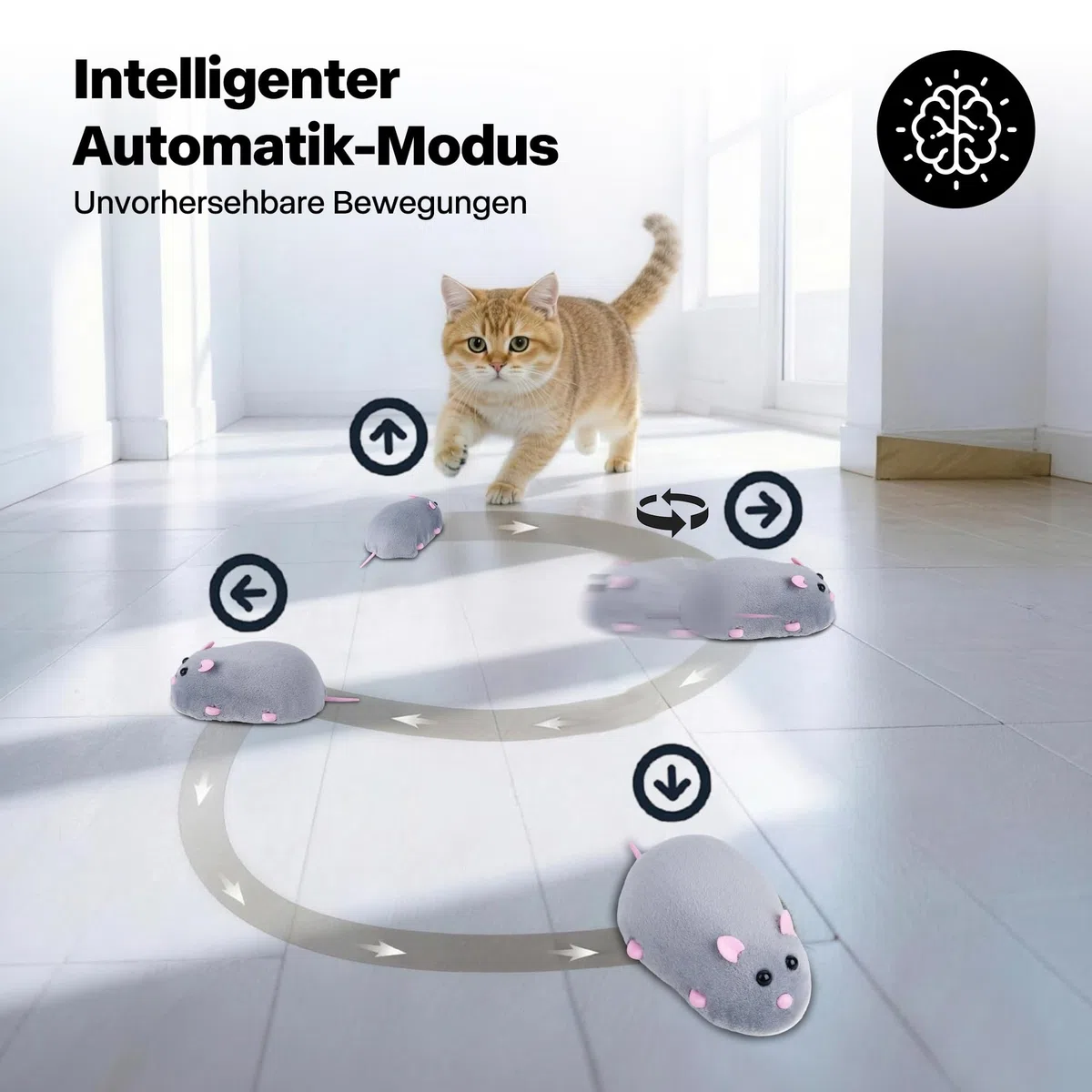 Pet Prime elektrische Katzenmaus, Mausspielzeug für Katze, Spielzeug Maus, Katzen interaktiv Spielzeug, selbstbeschäftigung Katzen Spielzeug, cat Toys wiederaufladbar