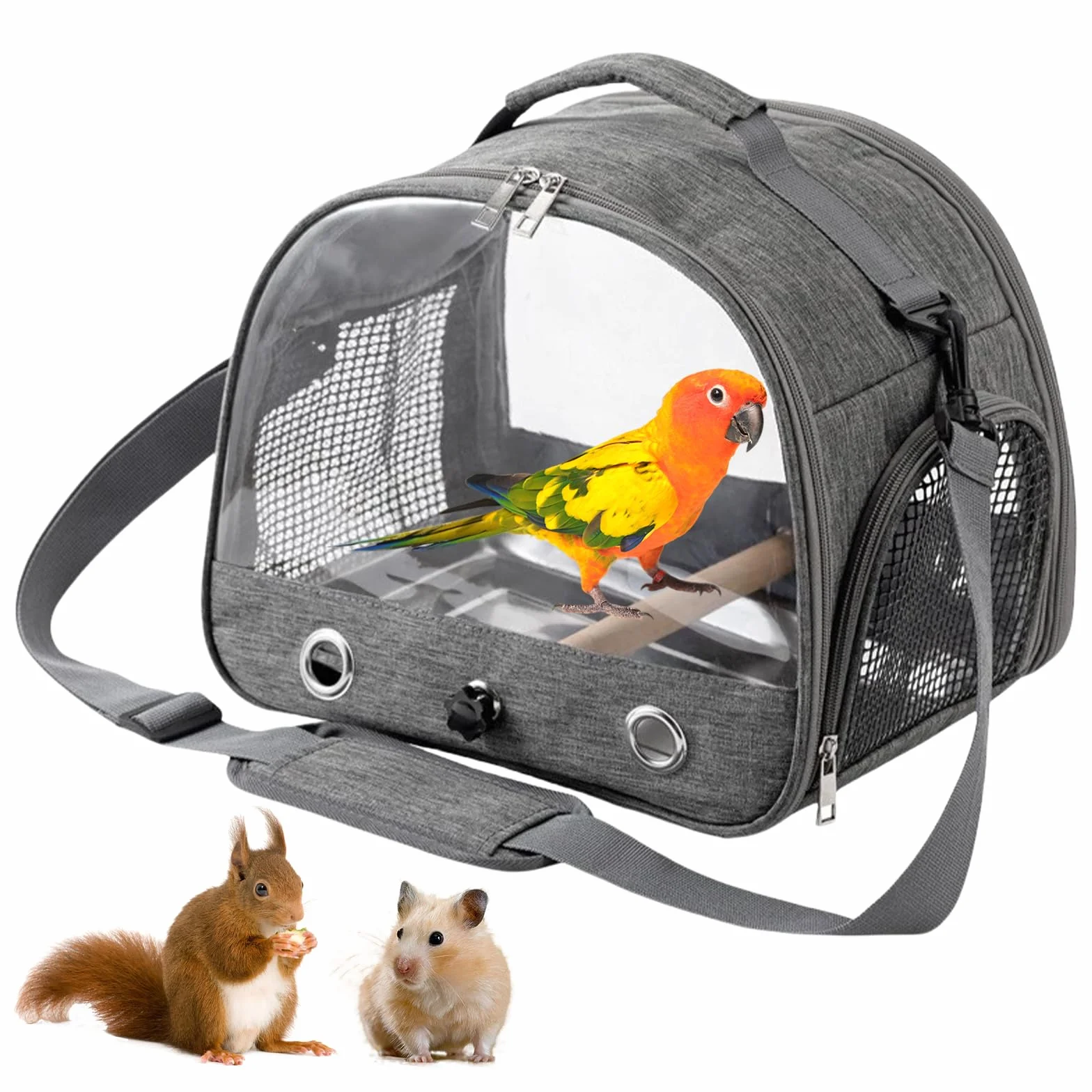 Rucksack Für Vögel, Vogel-Tragetasche, Transportbehälter Für Vögel Tragbarer Vogelkäfig Vogel Transporttasche Mit Holzstab, Edelstahl-Tablett Für Papageien, Sittiche, Wellensittiche