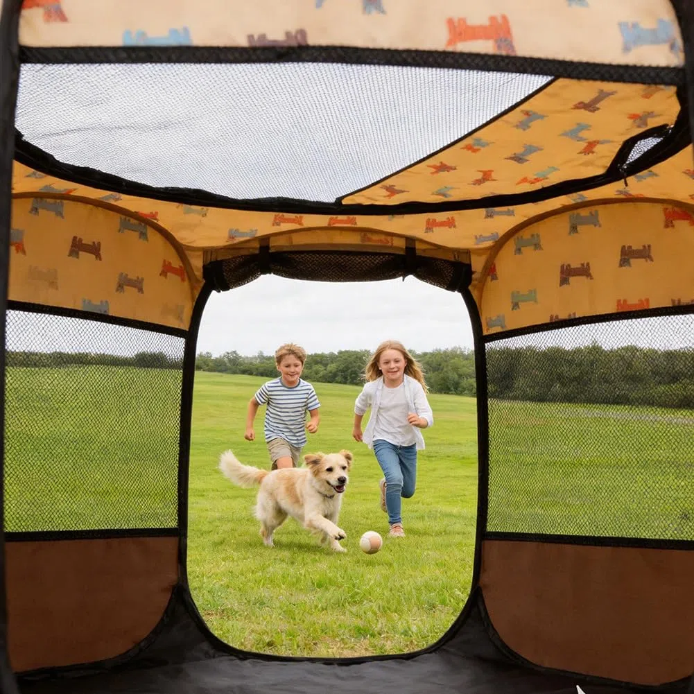 Welpenlaufstall faltbar, 74x74x43cm, Hundelaufstall & Katzengehege, Faltbare Hundebox für Wohnung Indoor & Outdoor, Laufstall für Welpen, Kleine Hunde und Katzen