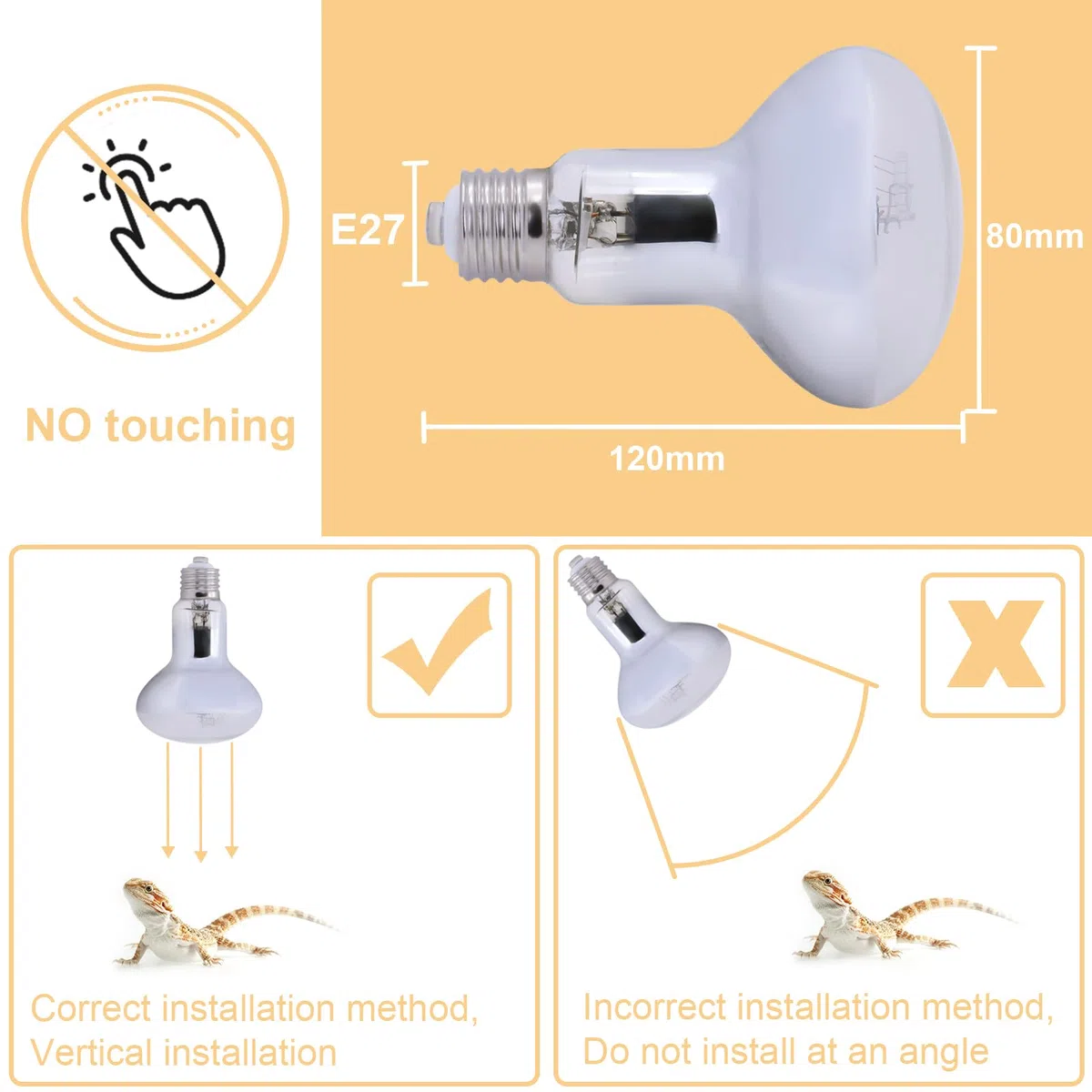 DERNORD UVA UVB Wärmelampe- 60W Quecksilberdampfkolben UV Licht Lampe für Schildkrötenhaus Gecko Bartagamen Terrarium Solar Strahler Vollspektrum Tageslichtlampe E27 Fassung
