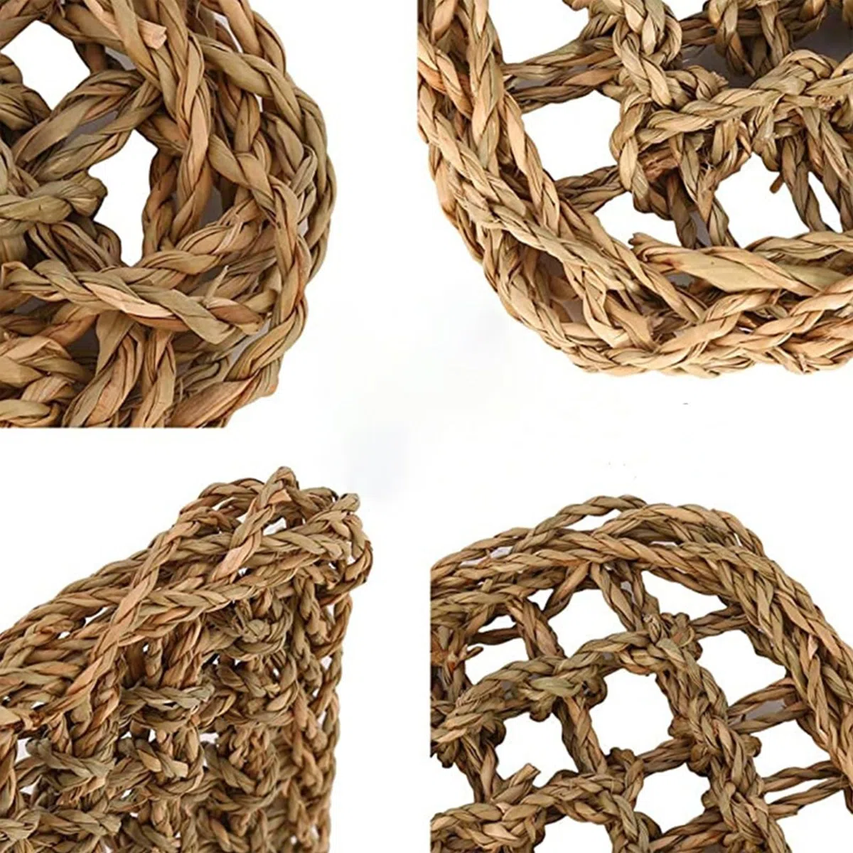 Vogel Seegrasmatte,Vogel Hängematte mit Haken Natürliches Seegras-Gewebenetz Reptil Hängematte Netzmatte für Nymphensittich Hamster Meerschweinchen Ratten,52 x 20 cm