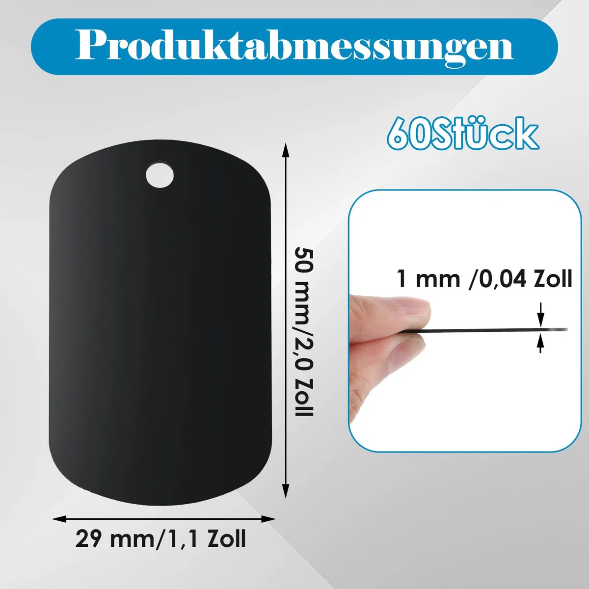 60 Stück Hundemarke Personalisiert, 50x29x1mm Bunte Erkennungsmarke, Blank Dog Tag, Schlüsselanhänger Rohling, Aluminium Gravur Rohlinge, Laser Rohlinge, Hundemarken für Handwerk Halskette