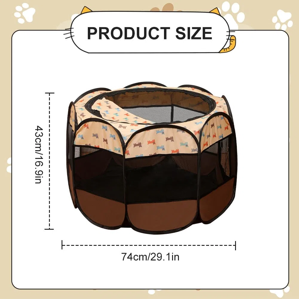 Welpenlaufstall faltbar, 74x74x43cm, Hundelaufstall & Katzengehege, Faltbare Hundebox für Wohnung Indoor & Outdoor, Laufstall für Welpen, Kleine Hunde und Katzen