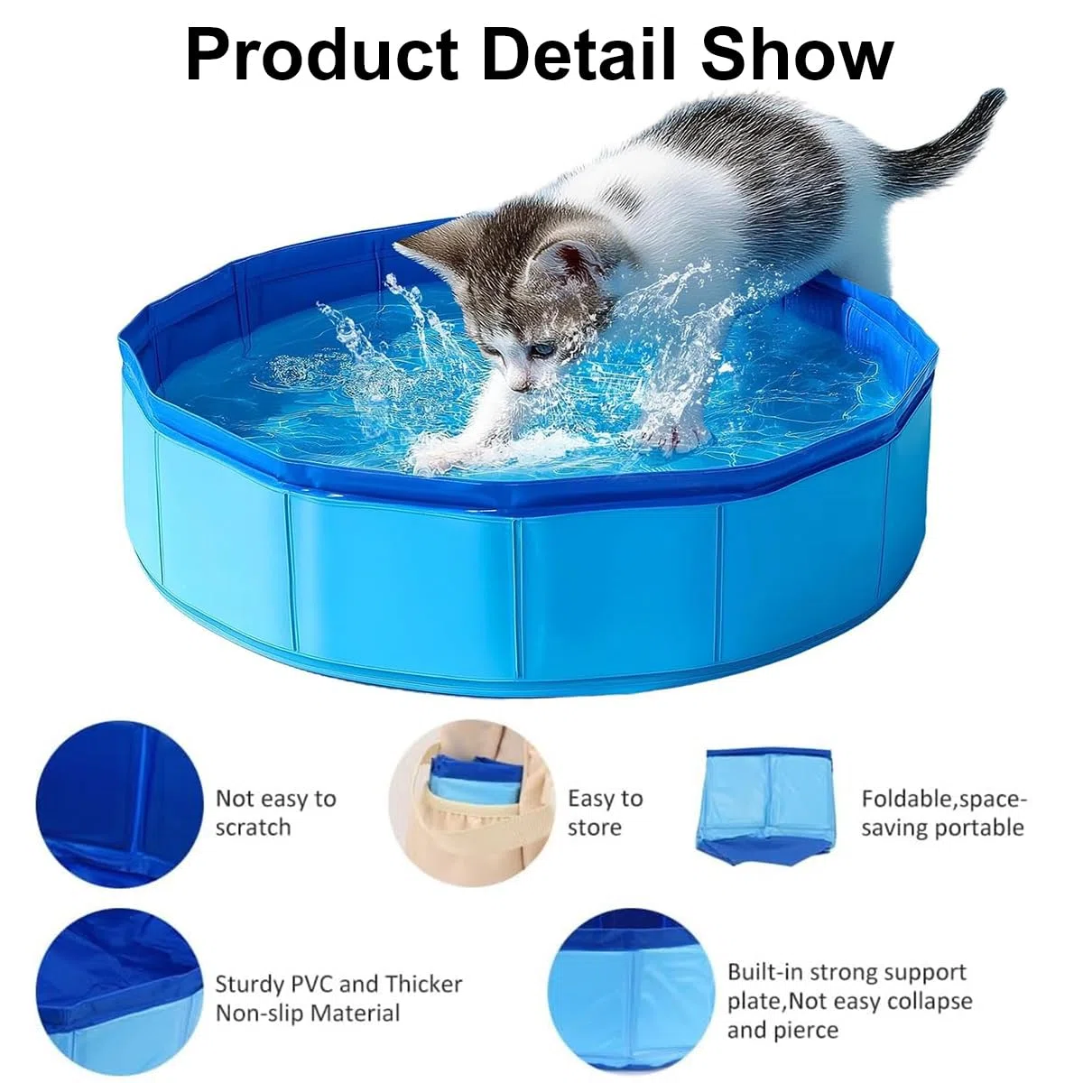 Hundepool,Katzenpool,Hundeplanschbecken,Faltbar Hundepool,30x10 cm Hundepools für Kleine,Hunde Schwimmbecken,PVC,Schwimmbad Für Hund,Pool für Hunde (Blau)