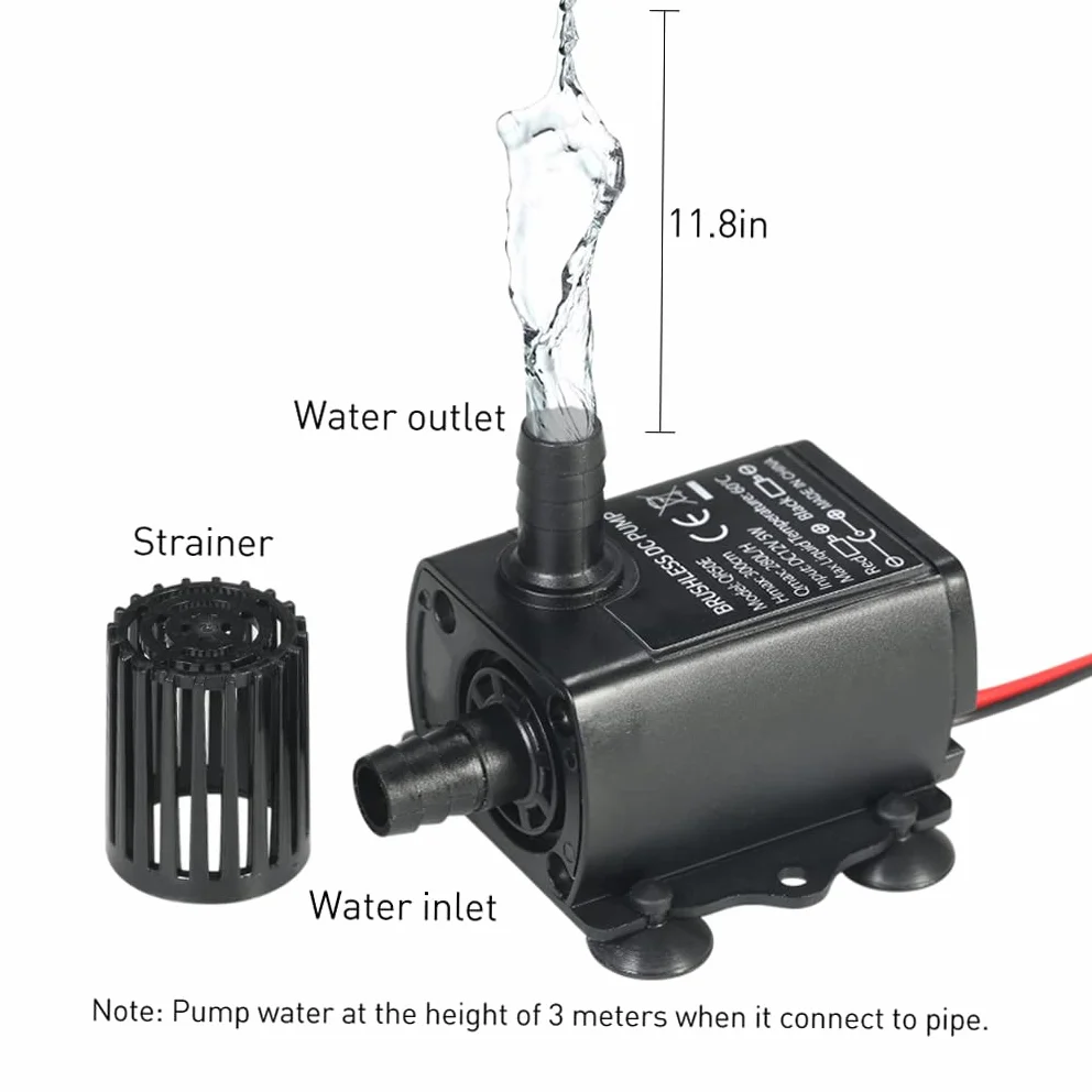 Decdeal 4.8W USB Tauchpumpe Aquariumpumpe Förderpumpe Brunnenpumpe mit Fluss-Einstellung 300L/H, Max Höhe 3 Meter, Inkl. Filter