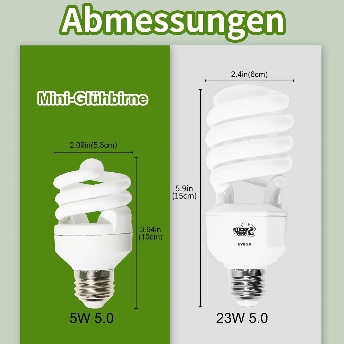 LUCKY HERP UVB Lampe Terrarium, Reptilien UVA UVB Lampe 5W 5.0, MINI UV Lampe Terrarium für Schildkröte, Bartagamen, Schlangen, Eidechsen, Geckos, Vögel