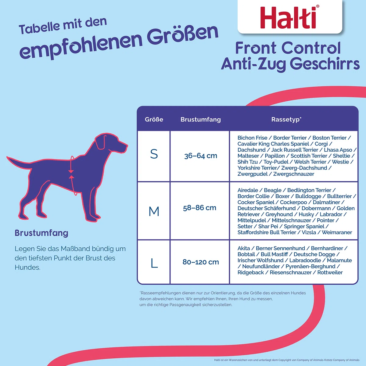 HALTI Front Control Anti-Zug Geschirr, Größe Mittel - Verhindert, dass Ihr Hund an der Leine zieht, Kontrollieren Sie Ihren Hund sanft über den Brustbereich, Einfache Anpassung und Benutzung