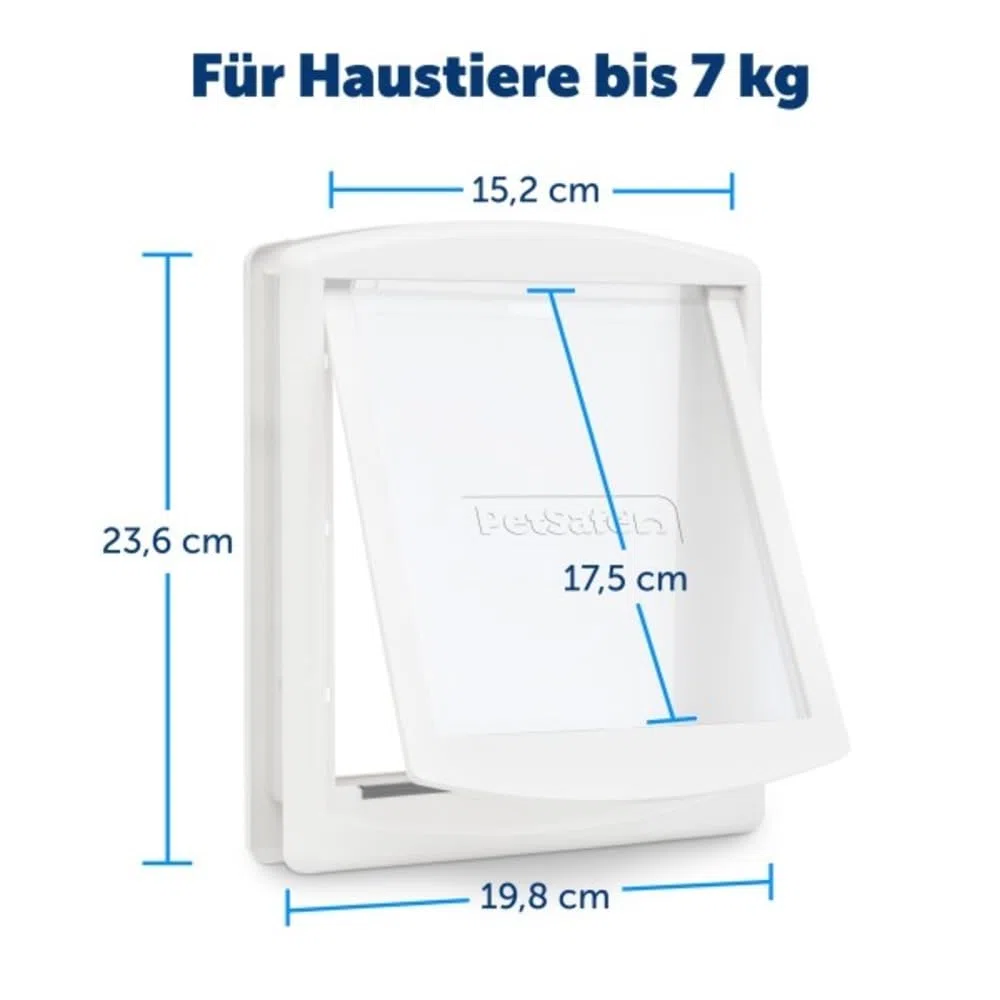 PetSafe Original 2-Way - Haustiertür mit beidseitiger Öffnung - Manuelle Verriegelung, robuster Rahmen, Klein, Weiß