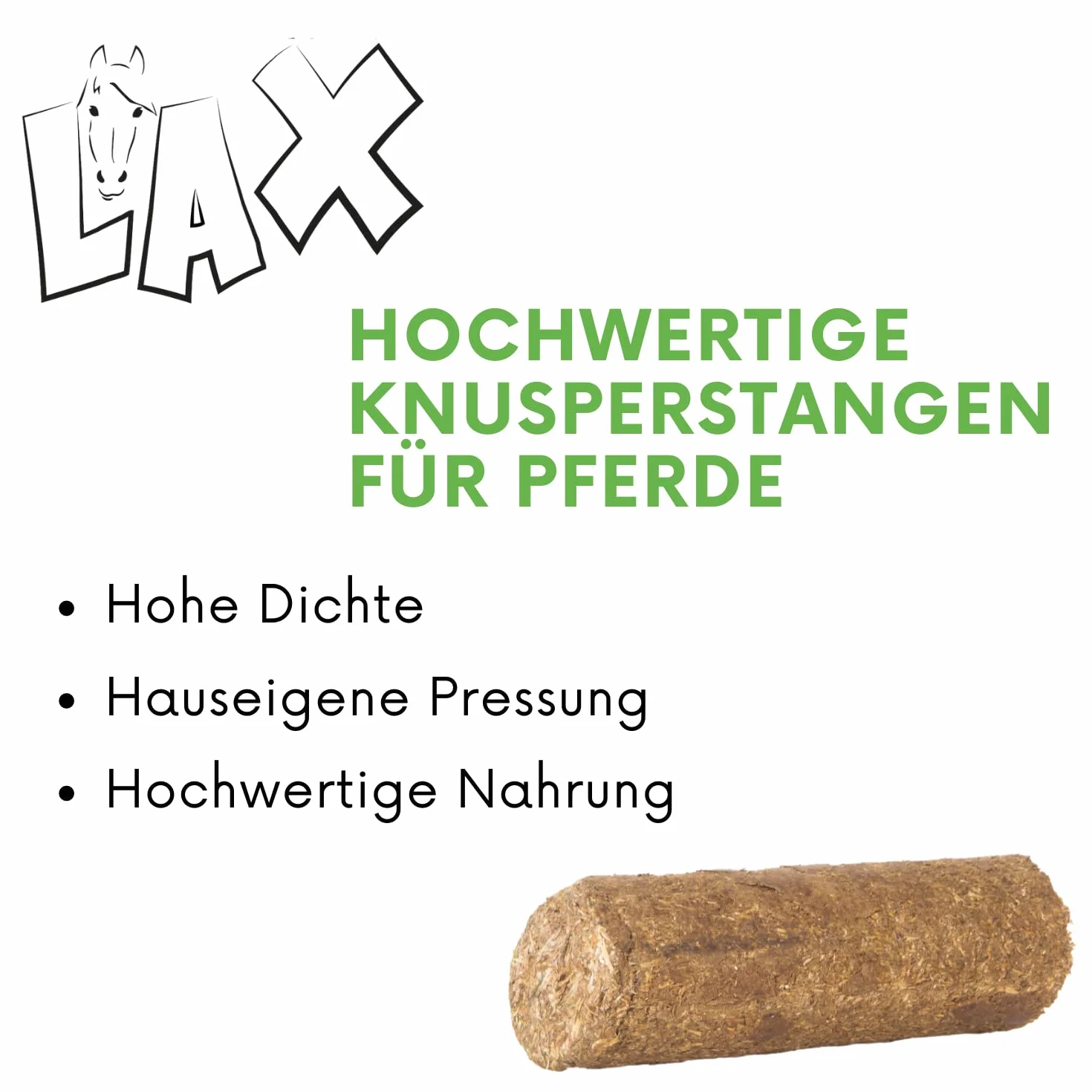 LAX Wiesenprodukte Knusperstangen für Pferde 3 kg (4 Stangen) – Getreide- & melassefreie Raufutter-Snacks mit Heu & Gemüse – Gesundes Ergänzungsfuttermittel & Pferdeleckerli