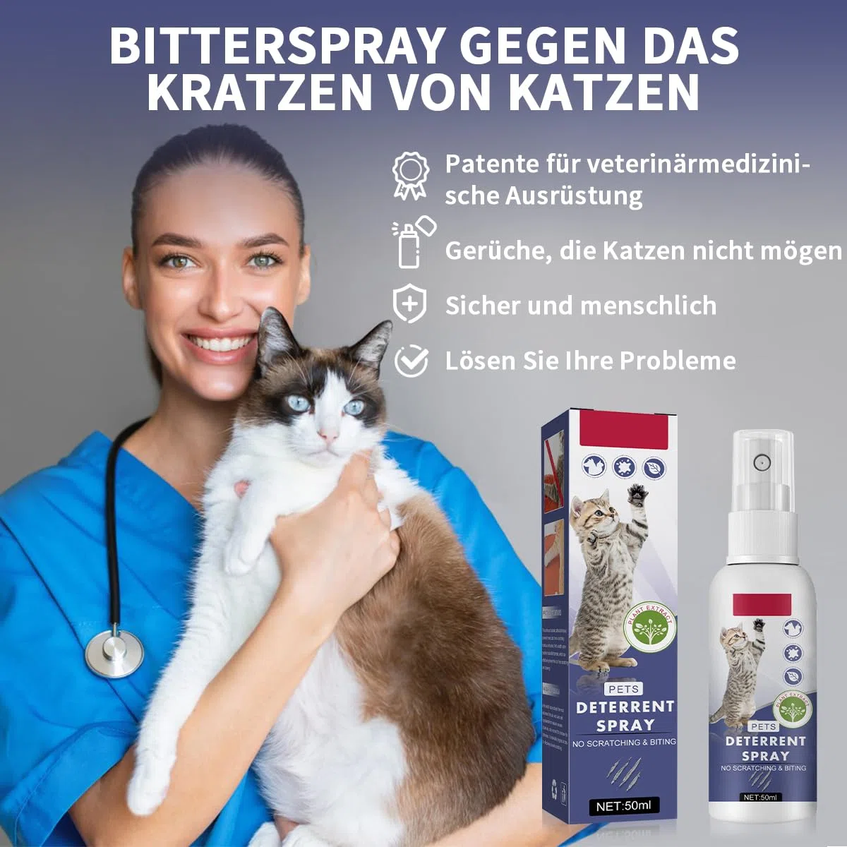 Katzenabwehrspray,Anti Kratz Spray Katzen,Kratzschutz für Katze Hund,Fernhaltespray Katzen,Kratzfestes Spray,Katzenabwehrspray für Innen und Außen,Natürlich Effektiv,50ml
