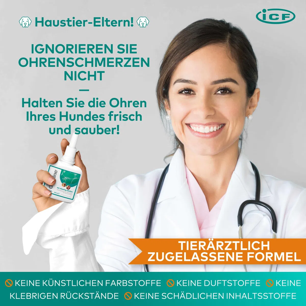 Otodine Ohrenreiniger Hund, Hund Ohrentropfen stoppen Ohren Entzündungen und Juckreiz, Haustier Ohrreiniger für Hunde und Katzen, Hundeohrreinigungslösung, Hundeohrschmalz, Schmutz, Geruchsentferner