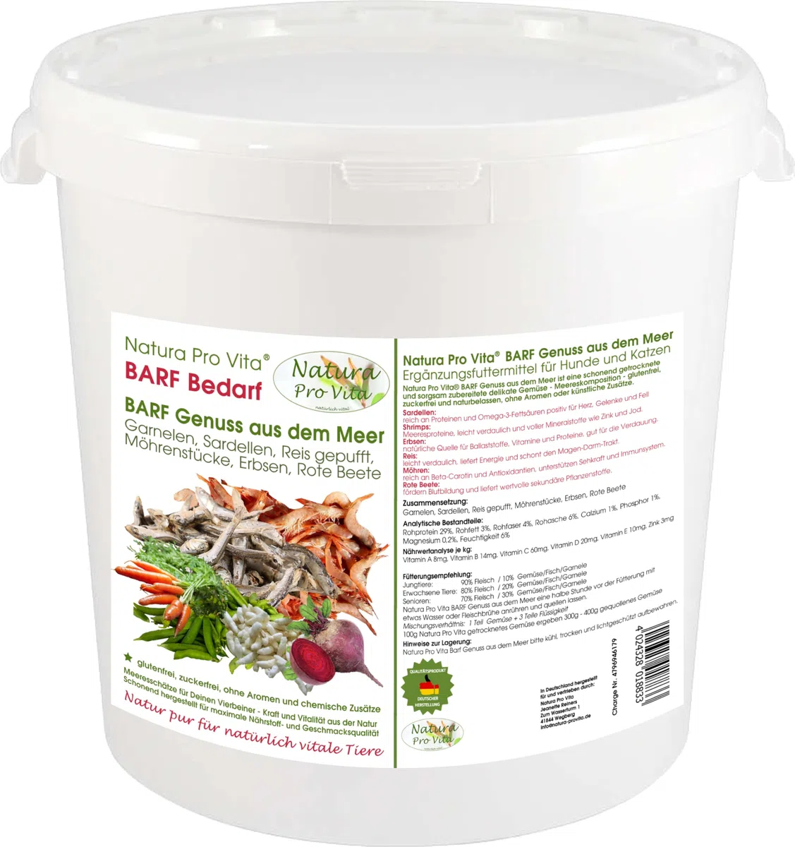 Gemüsemix Hund Barf Zusatz proteinreich Garnelen Fisch Reis Omega-3 Meeresgenuss für Hunde 500g